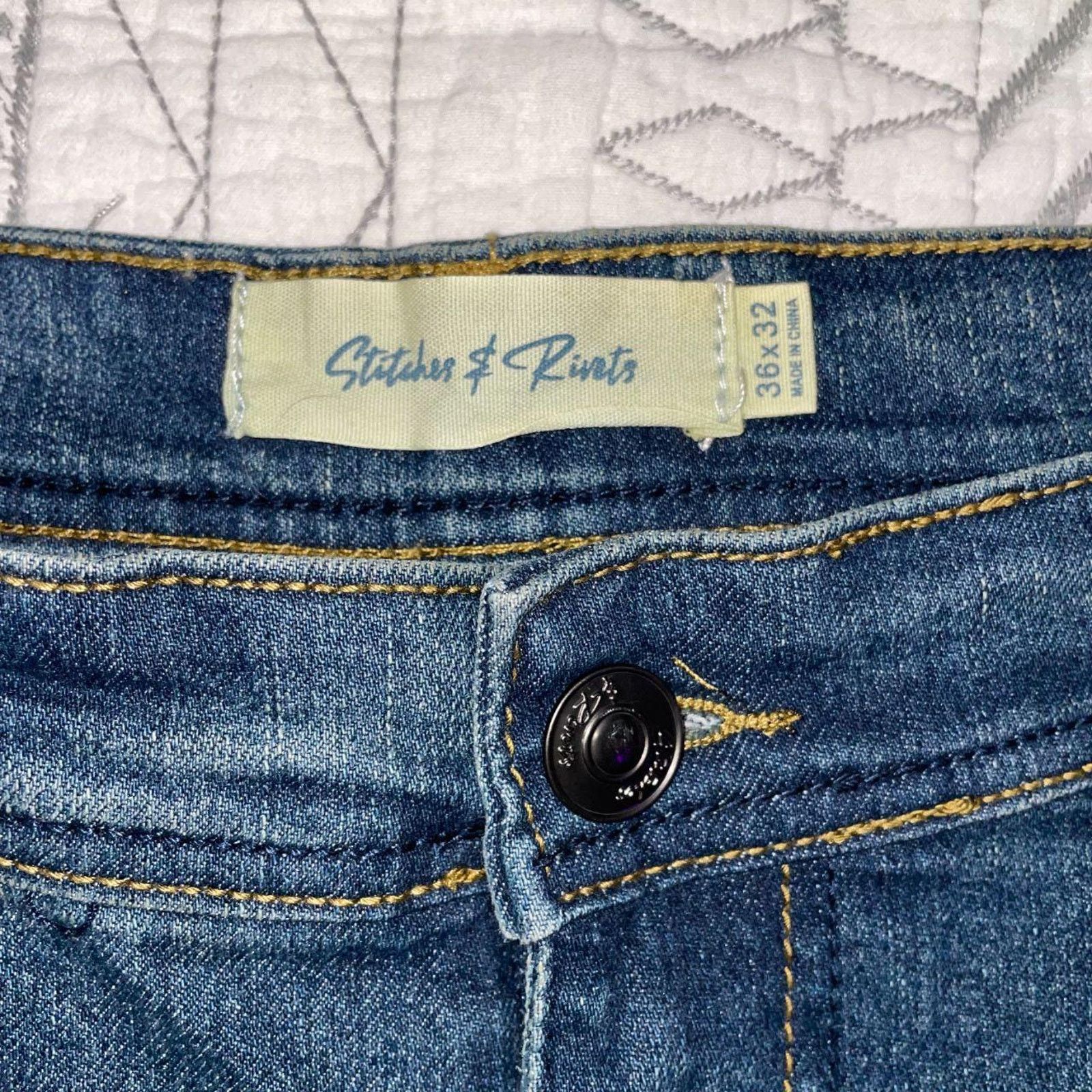Stitch's Jeans 36x32 Stitches Rivets Blue Jeans Size US 36 / EU 52 - 1 Thumbnail