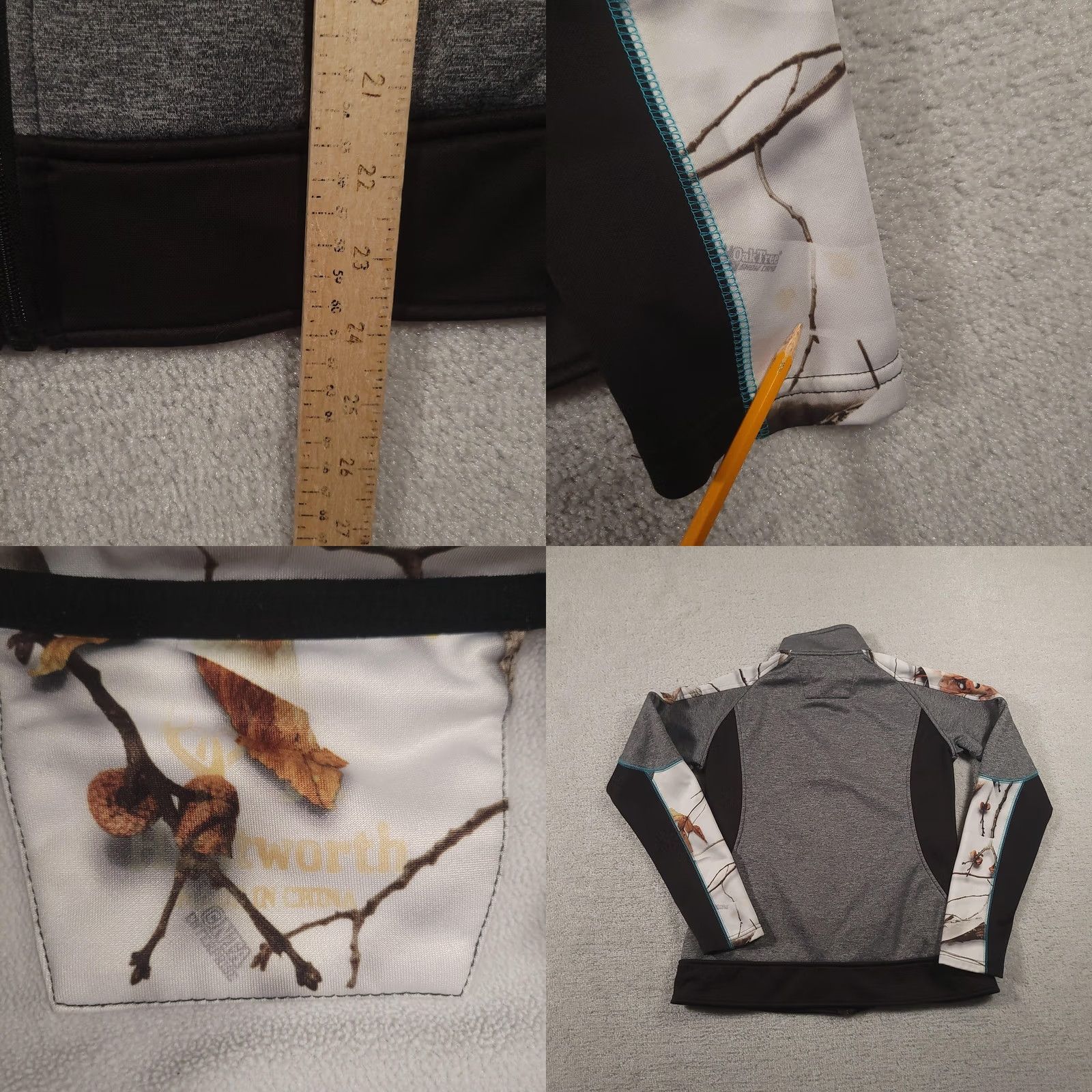Vintage Huntworth Jacket Womens Medium Gray Camo Full Zip Outdoor Activewear Fleece Trim Size M / US 6-8 / IT 42-44 - 8 Thumbnail