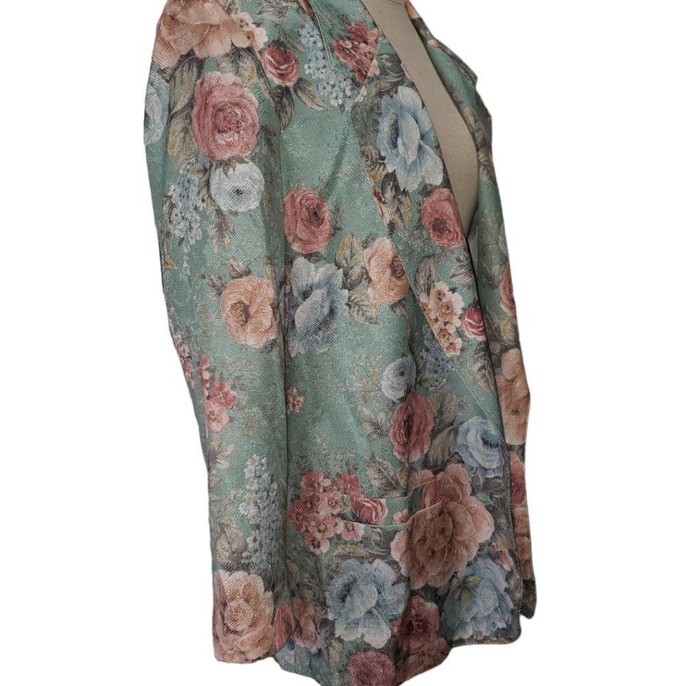 Designer CT389a Alfred Dunner Formal Floral Green Jacket Petite 12 Size XL / US 12-14 / IT 48-50 - 4 Thumbnail