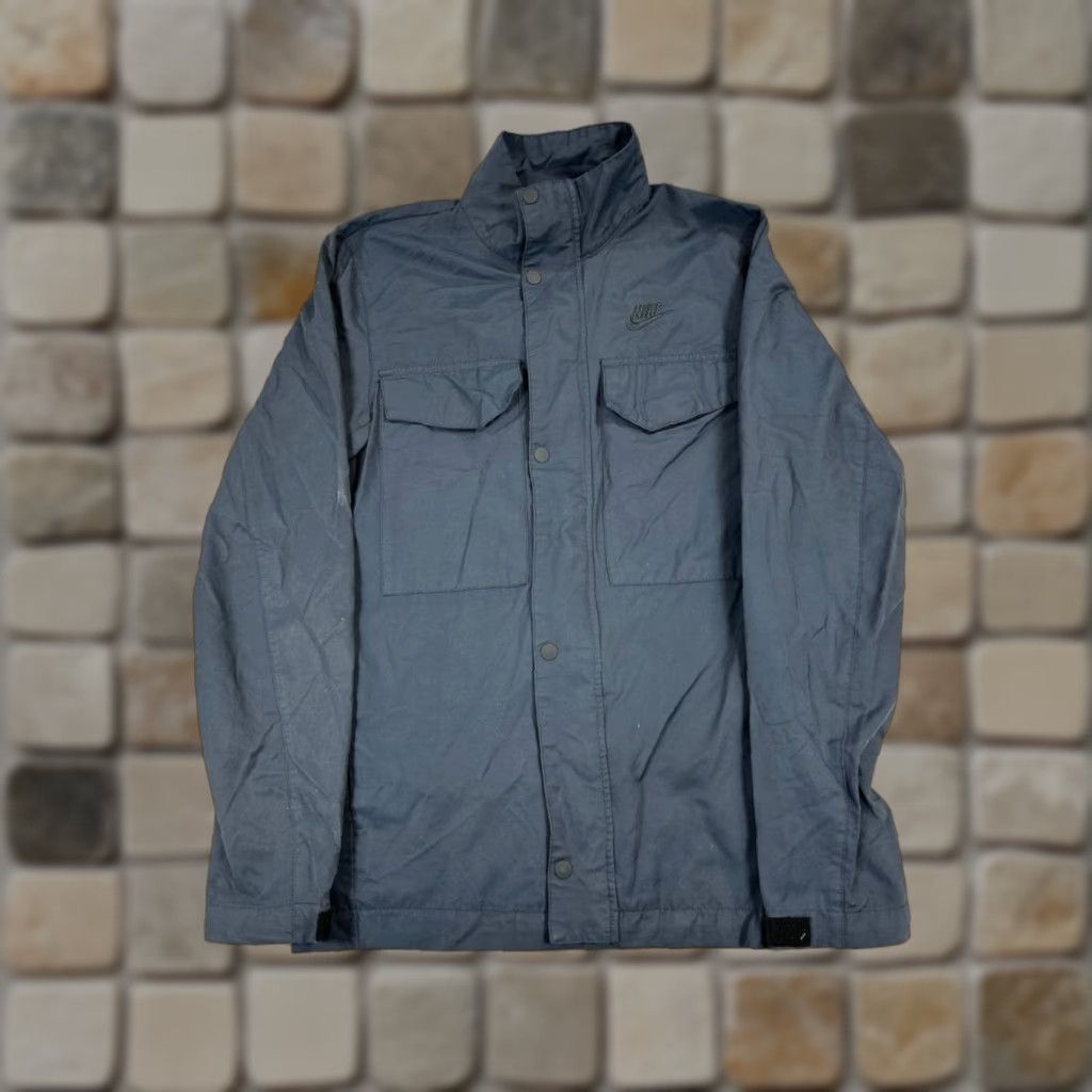 Nike Windbreaker Jacket Mens XS Blue Full Zip Cotton Blend Stick-Note: Spring Fall Winter Activewear Regular Fit