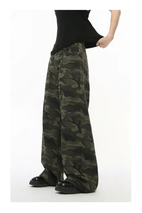 Japanese Brand × Jean American street retro camouflage straight wide-leg jeans Size US 32 / EU 48 - 4 Thumbnail