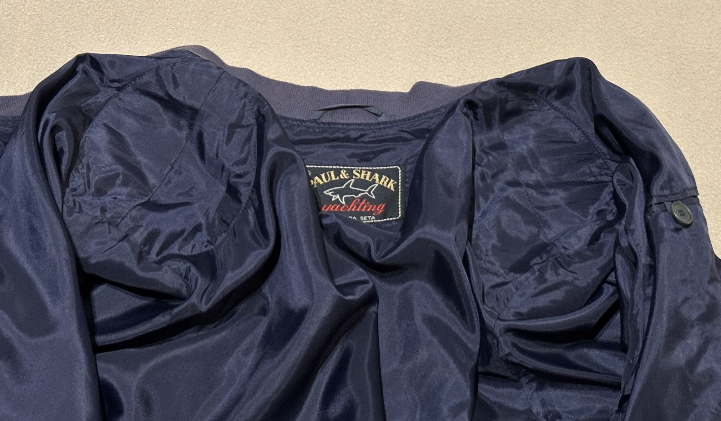 Paul & Shark Paul Shark Bomber Jacket 100% Silk Navy Large Size US L / EU 52-54 / 3 - 18 Thumbnail