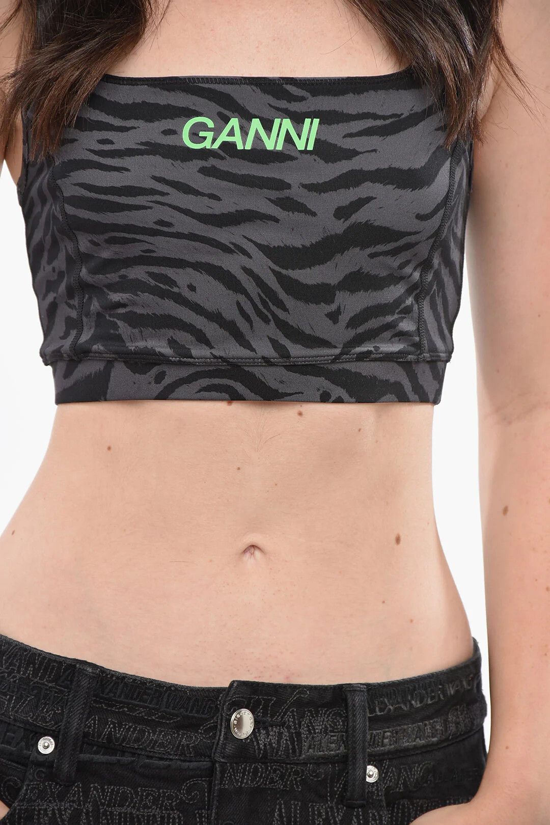 Ganni og1mm0426 Sporty Crop Top in Grey Size M / US 6-8 / IT 42-44 - 3 Thumbnail