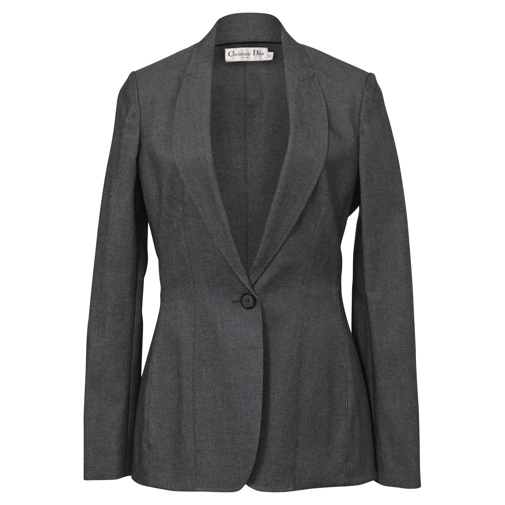 Dior Christian Dior Single Button Blazer in Grey Wool Size S / US 4 / IT 40 - 1 Thumbnail