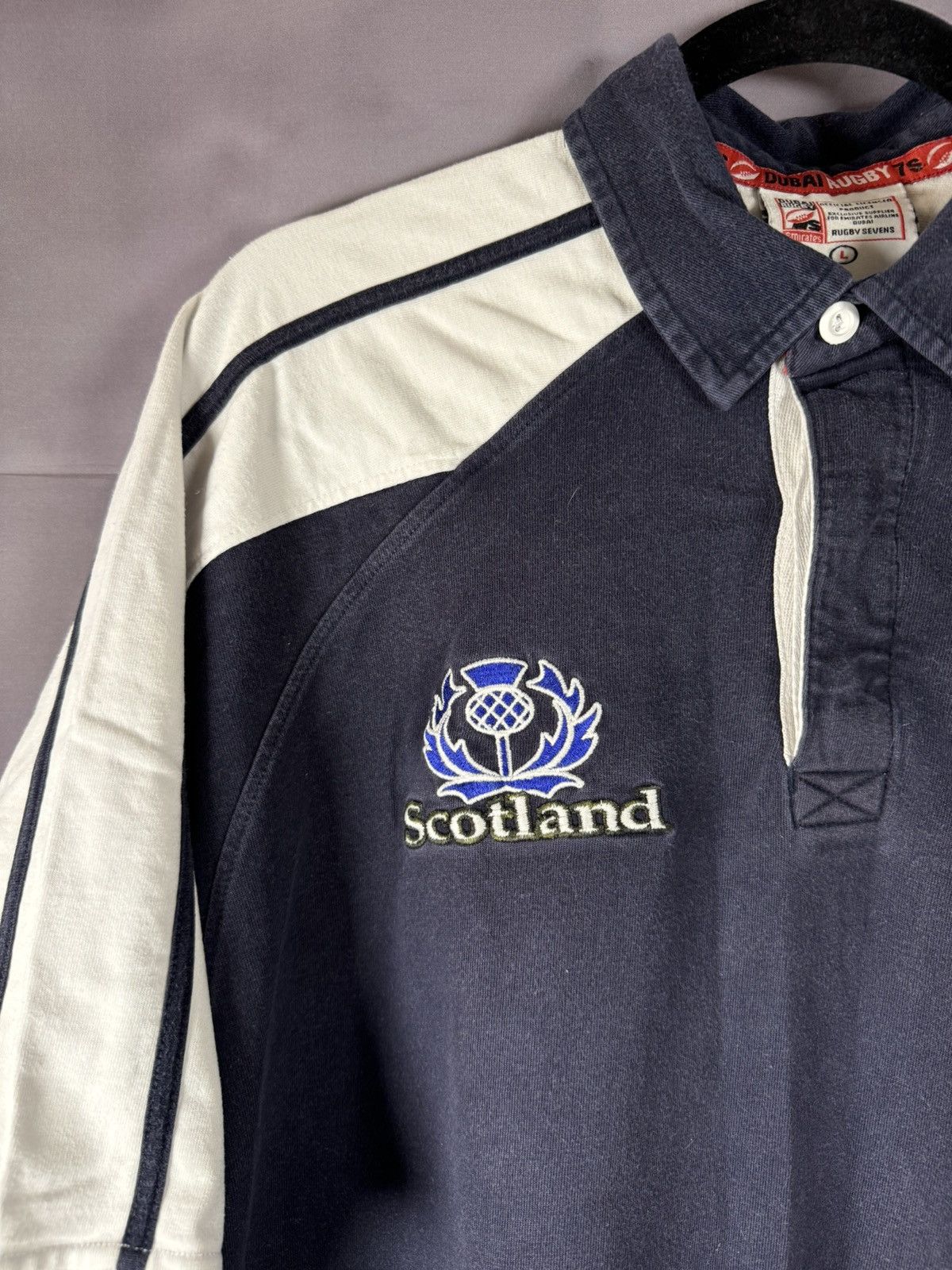 Vintage Matchworn Vintage Scotland Dubai Rugby #7 Jersey Large Size US L / EU 52-54 / 3 - 7 Thumbnail