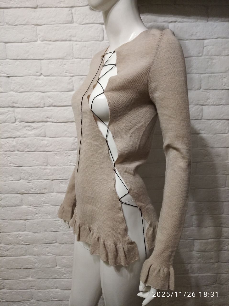 Jean Paul Gaultier Vintage Mesh Wool Sweater Blouse JPG Gaultier Size L / US 10 / IT 46 - 2 Thumbnail
