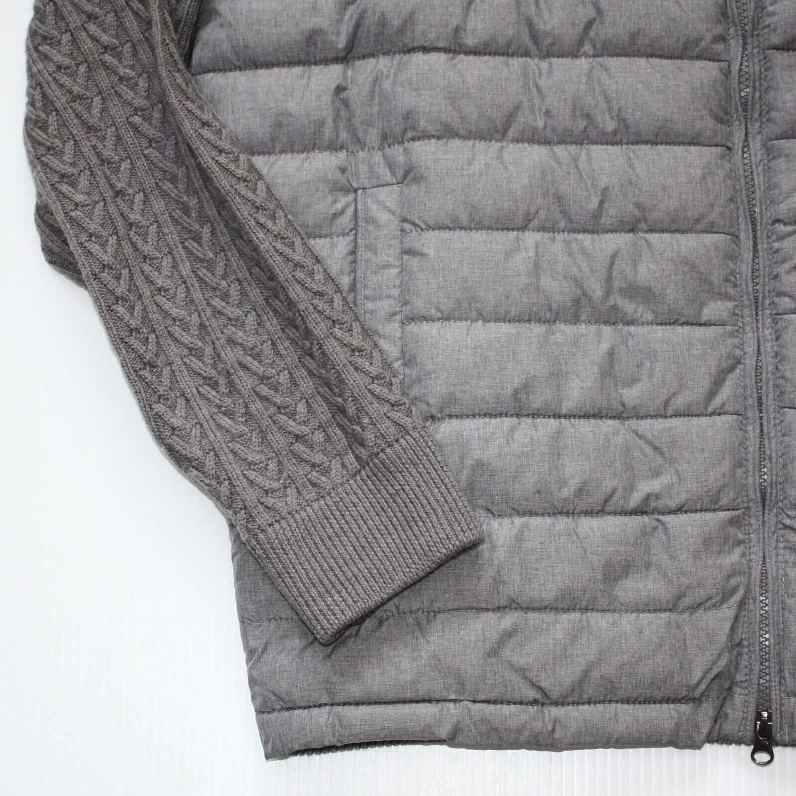 Zachary Prell Gray Beacon Trim Quilted Cable Knit Sweater Jacket size L Size US L / EU 52-54 / 3 - 2 Thumbnail