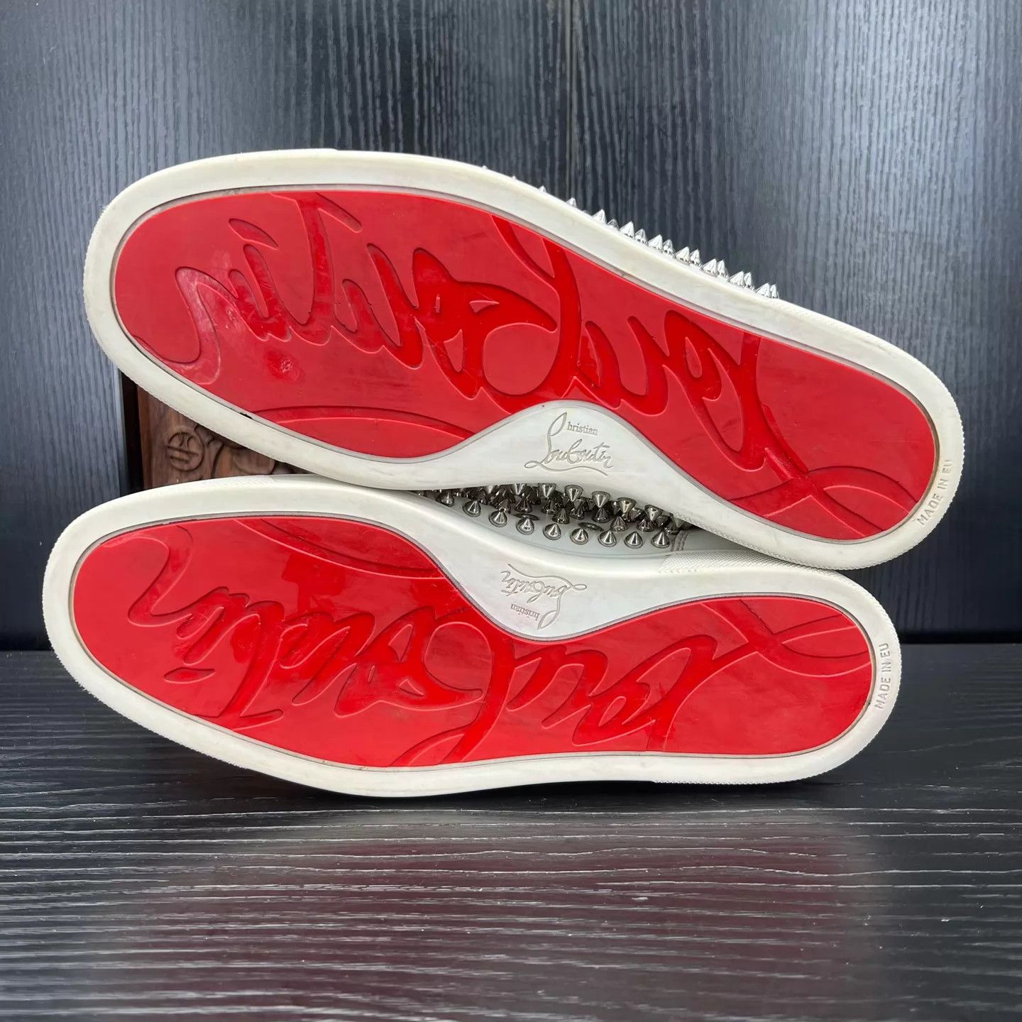 Christian Louboutin cl high-top silver rivet sneakers 42 worn a few times Size US 9 / EU 42 - 7 Thumbnail