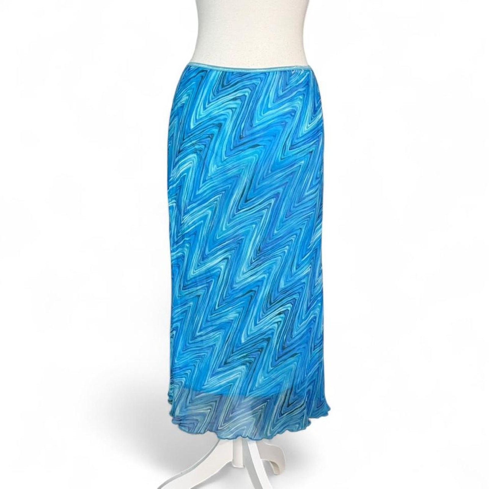 Other Wrapper 2000s Y2K Maxi Fairy core skirt blue pattern size L Size 34" / US 12 / IT 48 - 1 Thumbnail