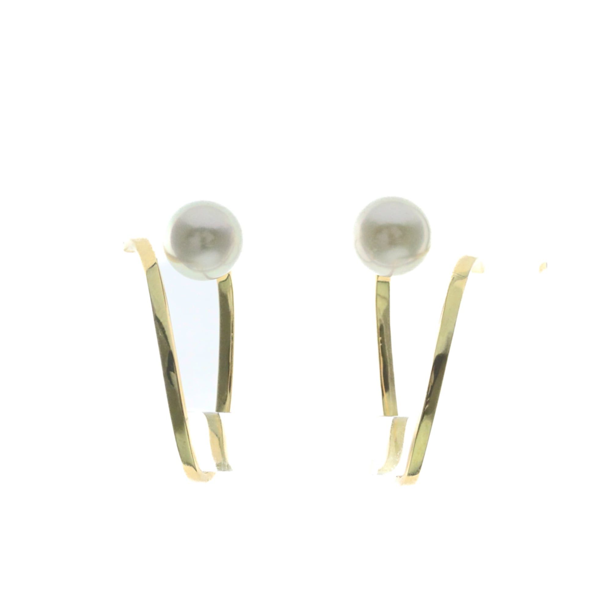 Other Tasaki Afine Earrings Pearl Yellow Gold (18K) Hoop Earrings Gold Size ONE SIZE - 1 Thumbnail