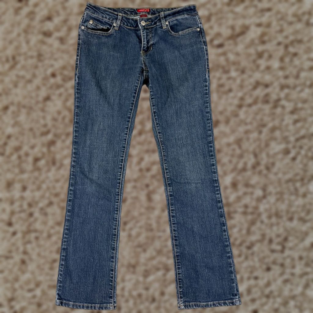 Denime Twentyone Jeans Women Boots-cut Denim Blue 29x31 Low Rise Distressed Cotton 5-Pocket Regular Size 29" - 1 Thumbnail