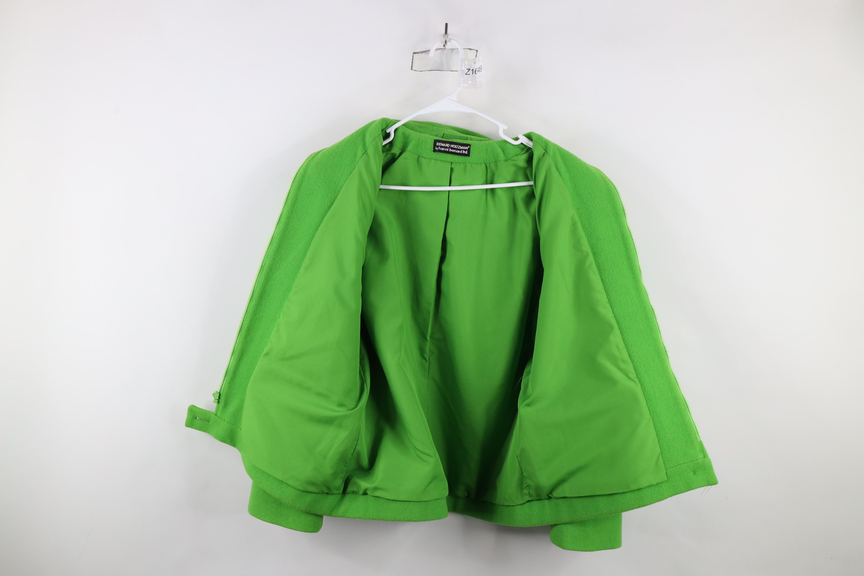 Vintage Vintage 90s Streetwear Wool Full Zip Bomber Jacket Lime Size L / US 10 / IT 46 - 8 Thumbnail