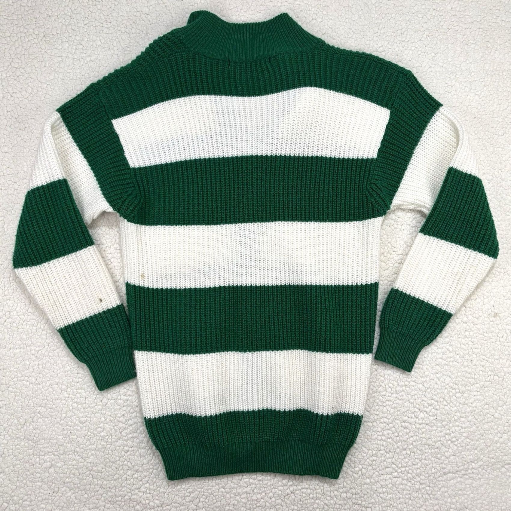 Vintage VINTAGE Joan Harper Cardigan Sweater Womens M Button Green Striped Knit Heavyweight Size M / US 6-8 / IT 42-44 - 5 Thumbnail