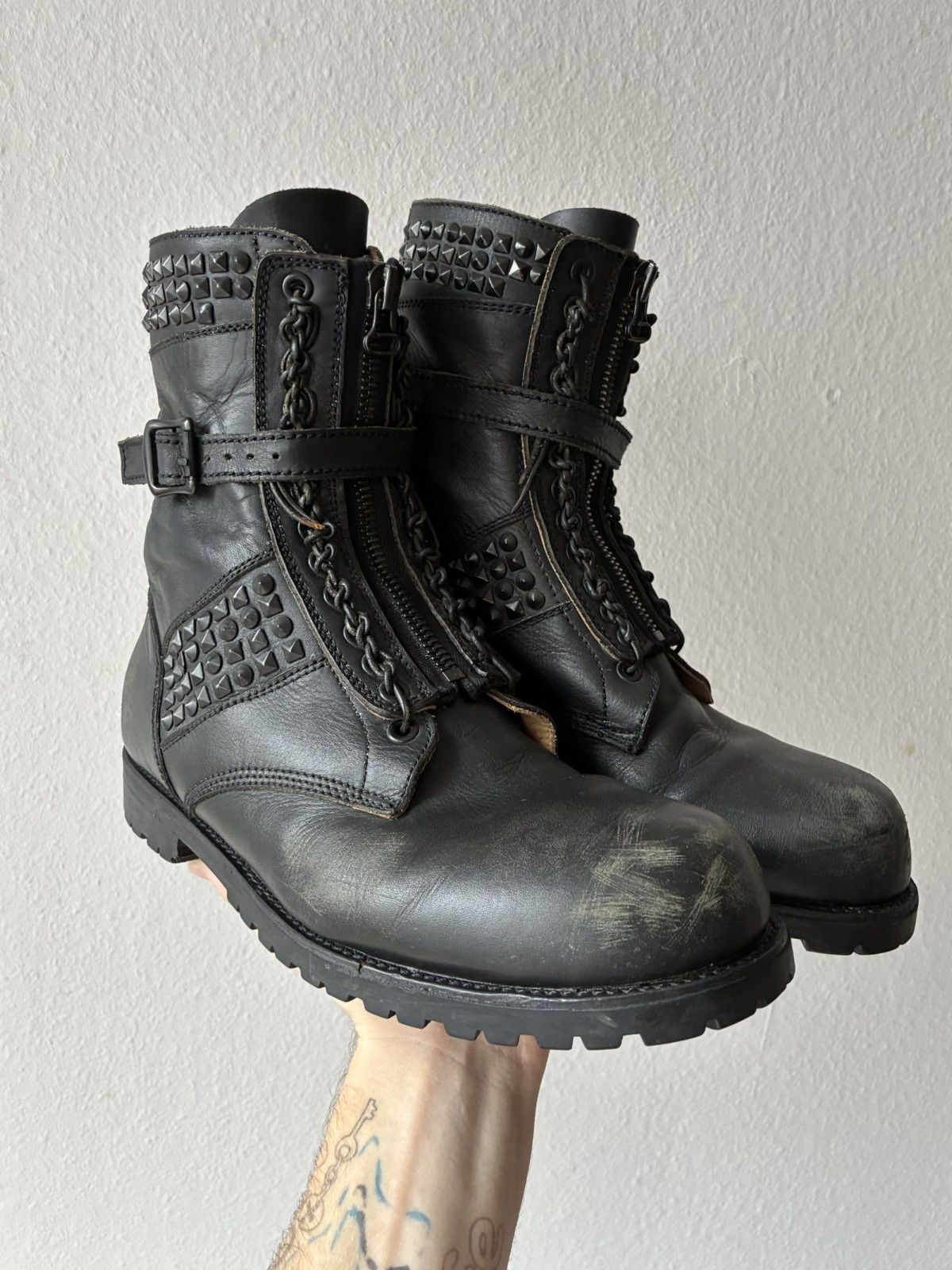Number (N)ine Number Nine SS2006 Front Zip Studded Combat Boots | Grailed