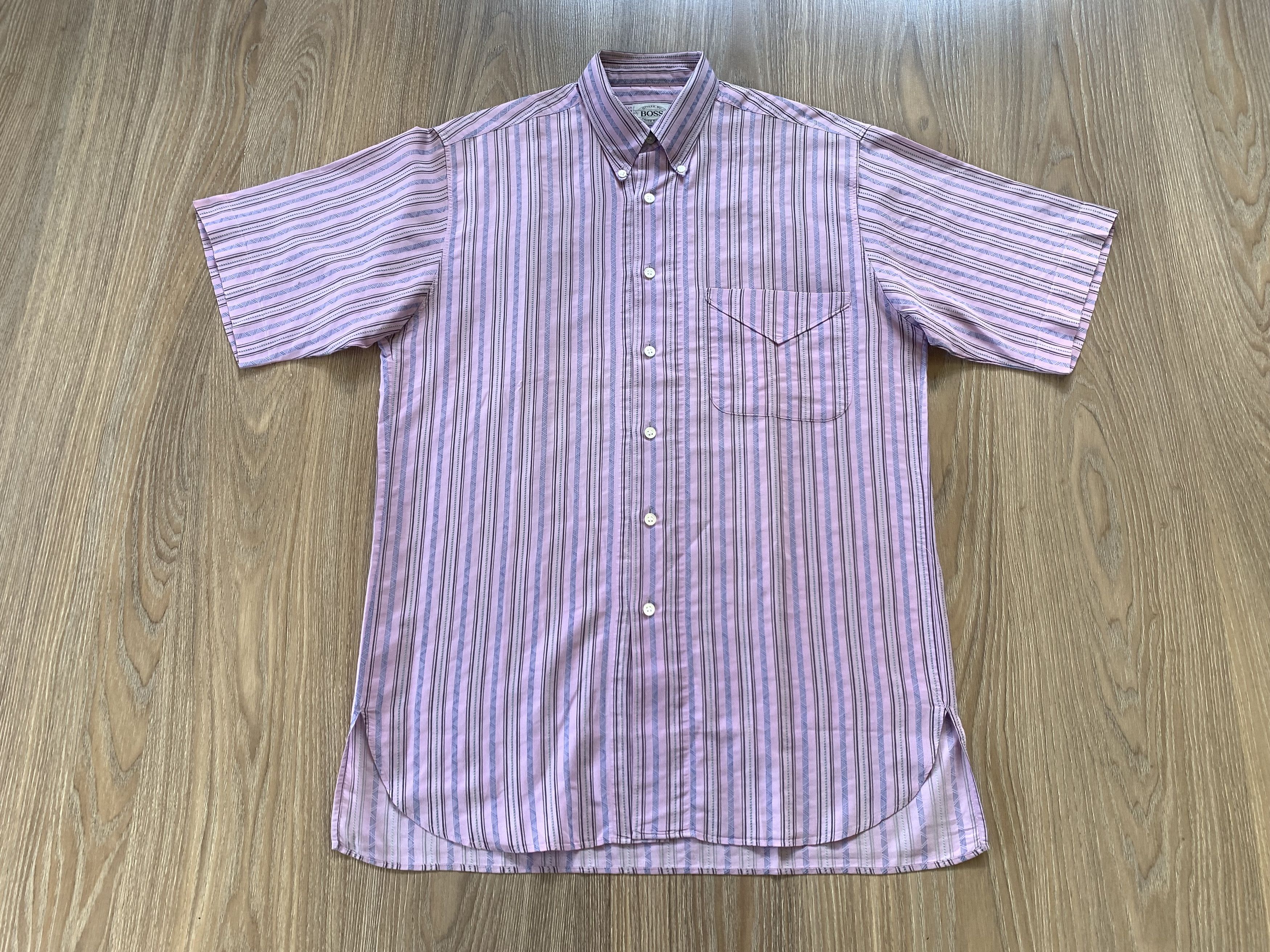 Hugo Boss Rare Retro Hugo Boss Stripe Short Sleeve Shirt Size US M / EU 48-50 / 2 - 2 Thumbnail
