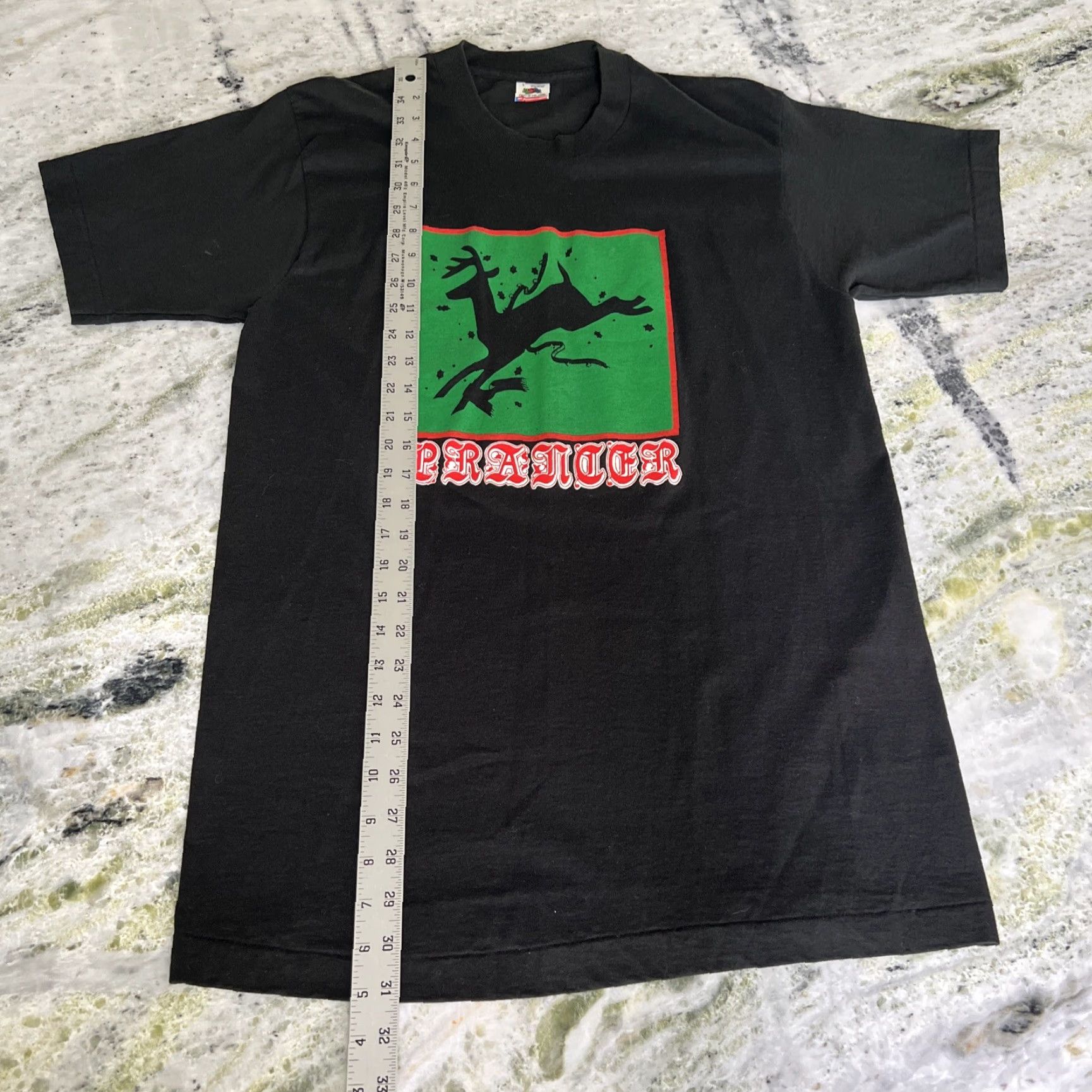 Vintage Vintage PRANCER Christmas Single Stitch Black T shirt Fruit Of The Loom Tag Size US L / EU 52-54 / 3 - 5 Thumbnail