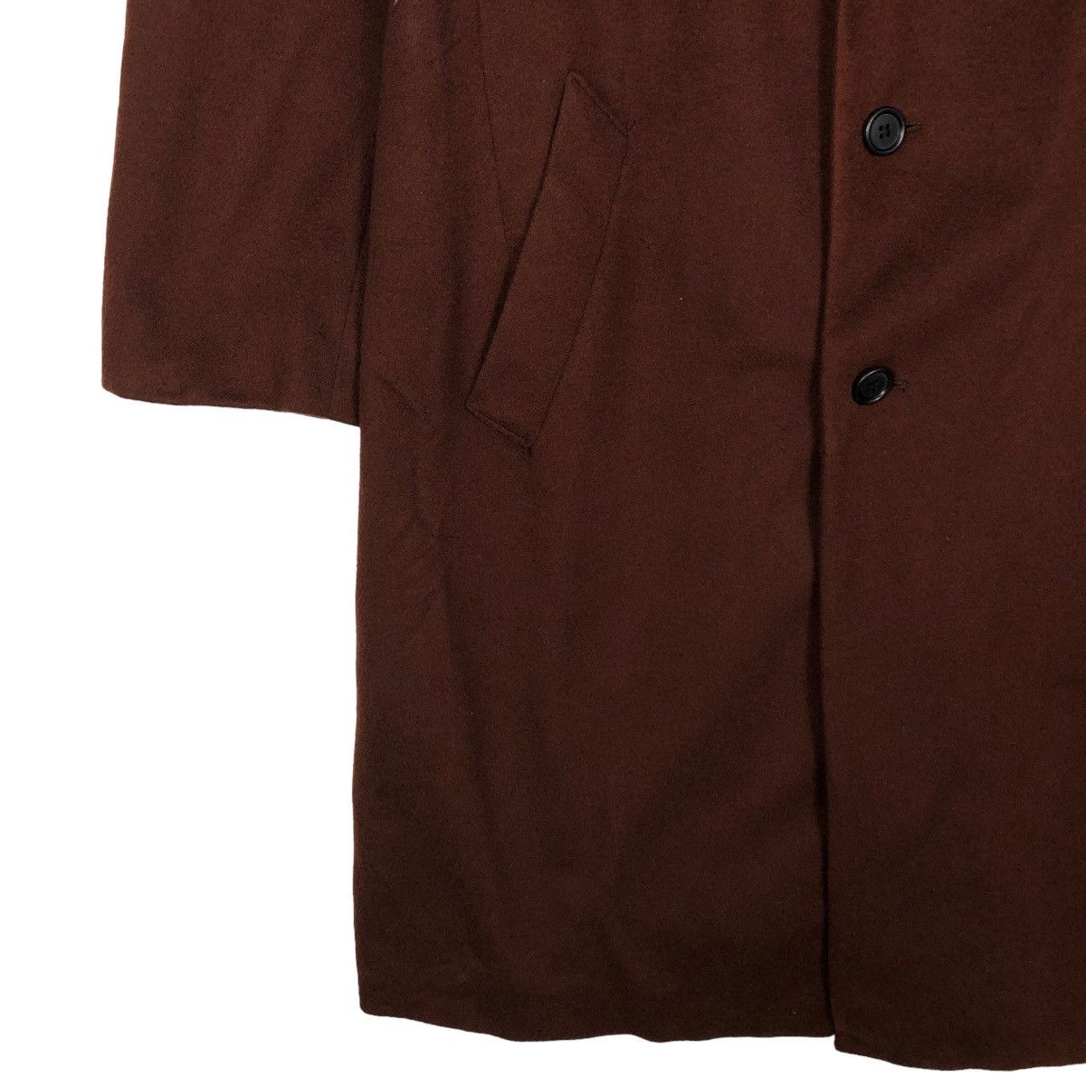 Japanese Brand 🔥Rich Brown - Long Fly Coats Wool Double Breast Green Label Size US M / EU 48-50 / 2 - 3 Thumbnail