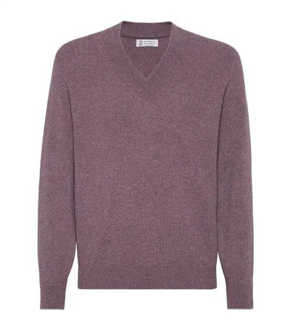 Brunello Cucinelli o1y0526 Cashmere Blend Sweater in Mauve Size US M / EU 48-50 / 2 - 1 Thumbnail