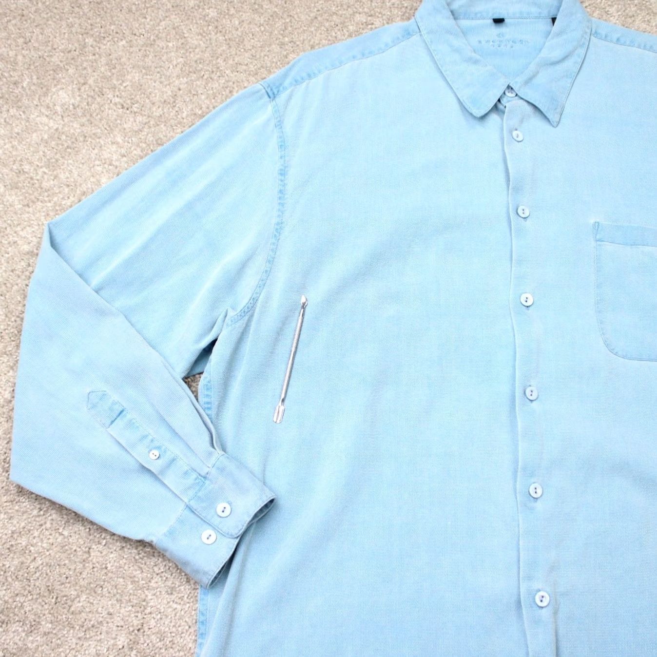BUGATCHI Bugatchi Uomo Shirt Mens 2XL Blue Silk/Cotton Button-Down Long Sleeve Size US XXL / EU 58 / 5 - 5 Thumbnail