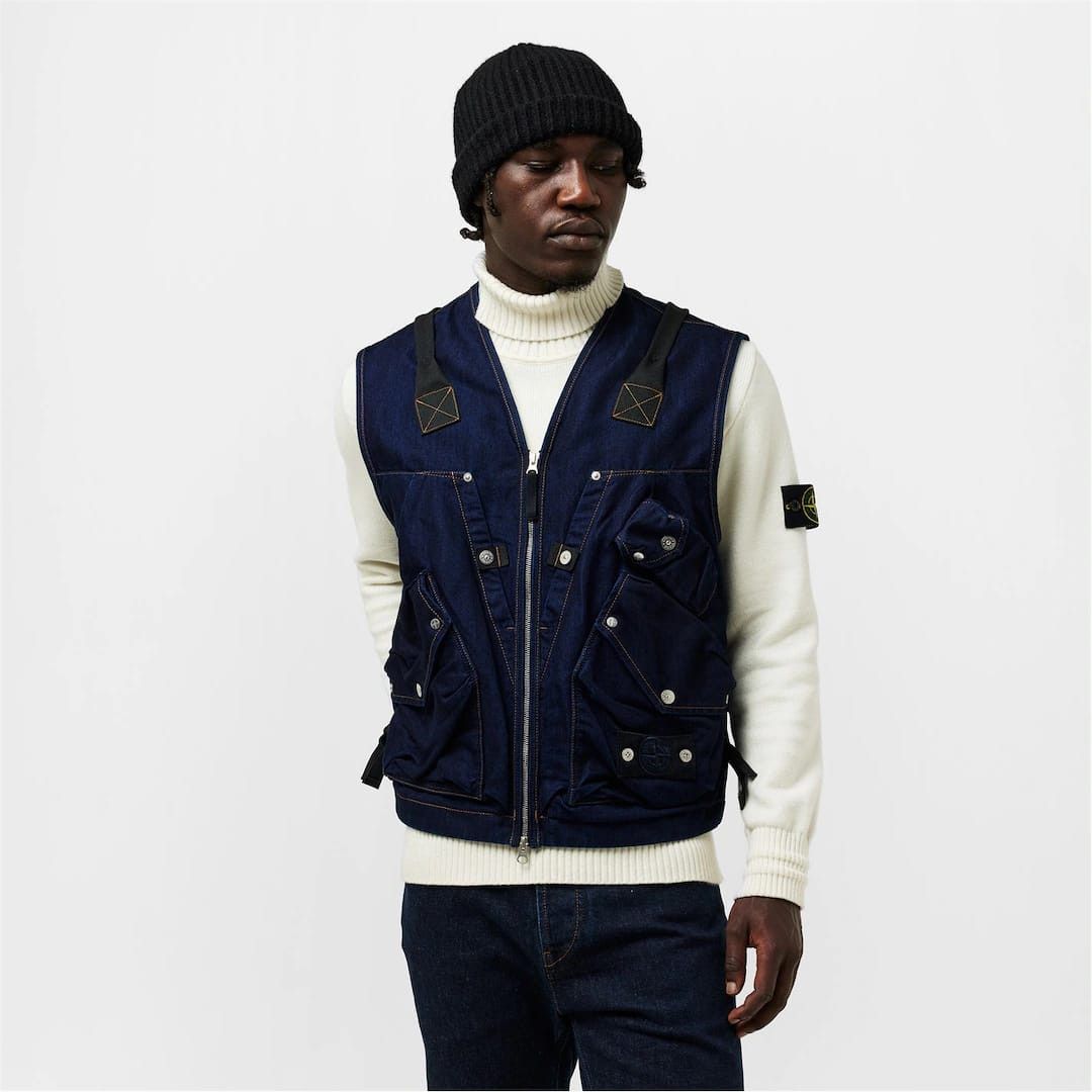 Stone Island o1g2r1mq0526 Denim Research Sleeveless Gilet in Blue Size US S / EU 44-46 / 1 - 3 Thumbnail