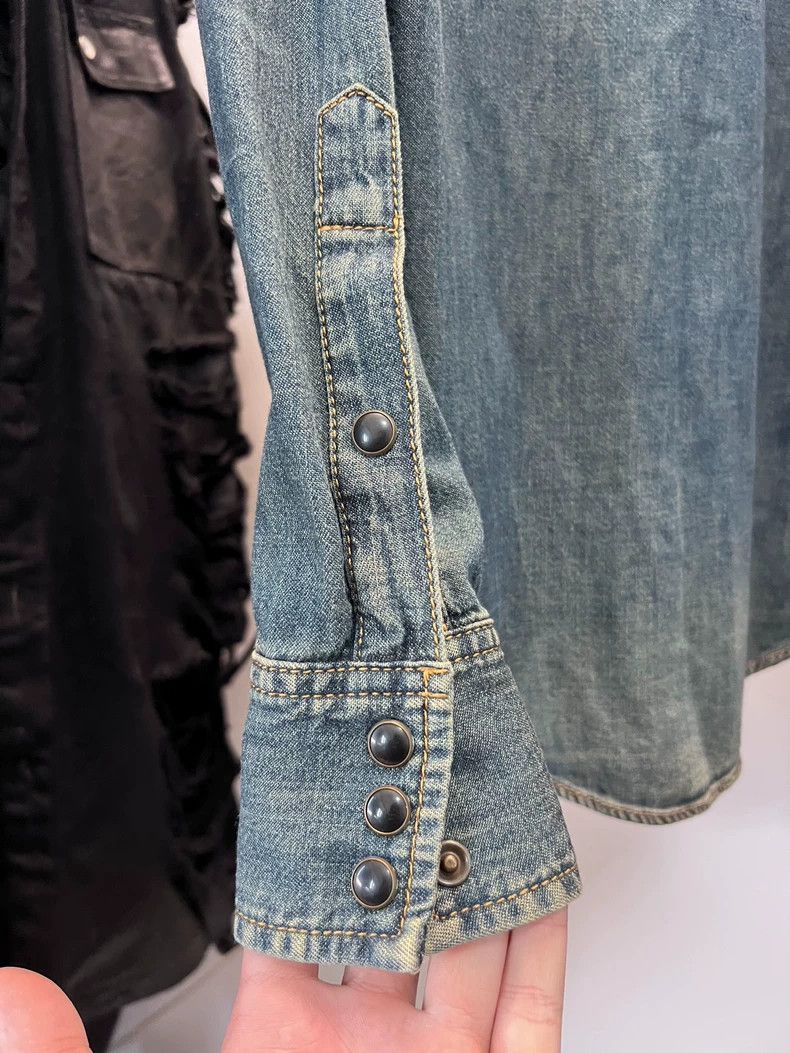 Saint Laurent Paris Saint Laurent Paris Washed Blue Cat Eye Jacket Size US M / EU 48-50 / 2 - 5 Thumbnail
