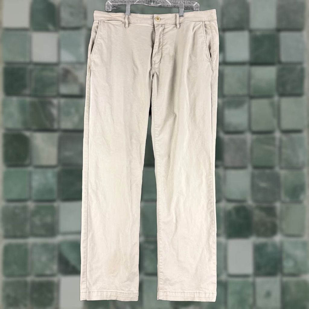 Flint And Tinder Flint and Tinder Chino Pants Mens Size 34x30 Khaki Straight Fit Casual Cotton Size US 34 / EU 50 - 1 Thumbnail