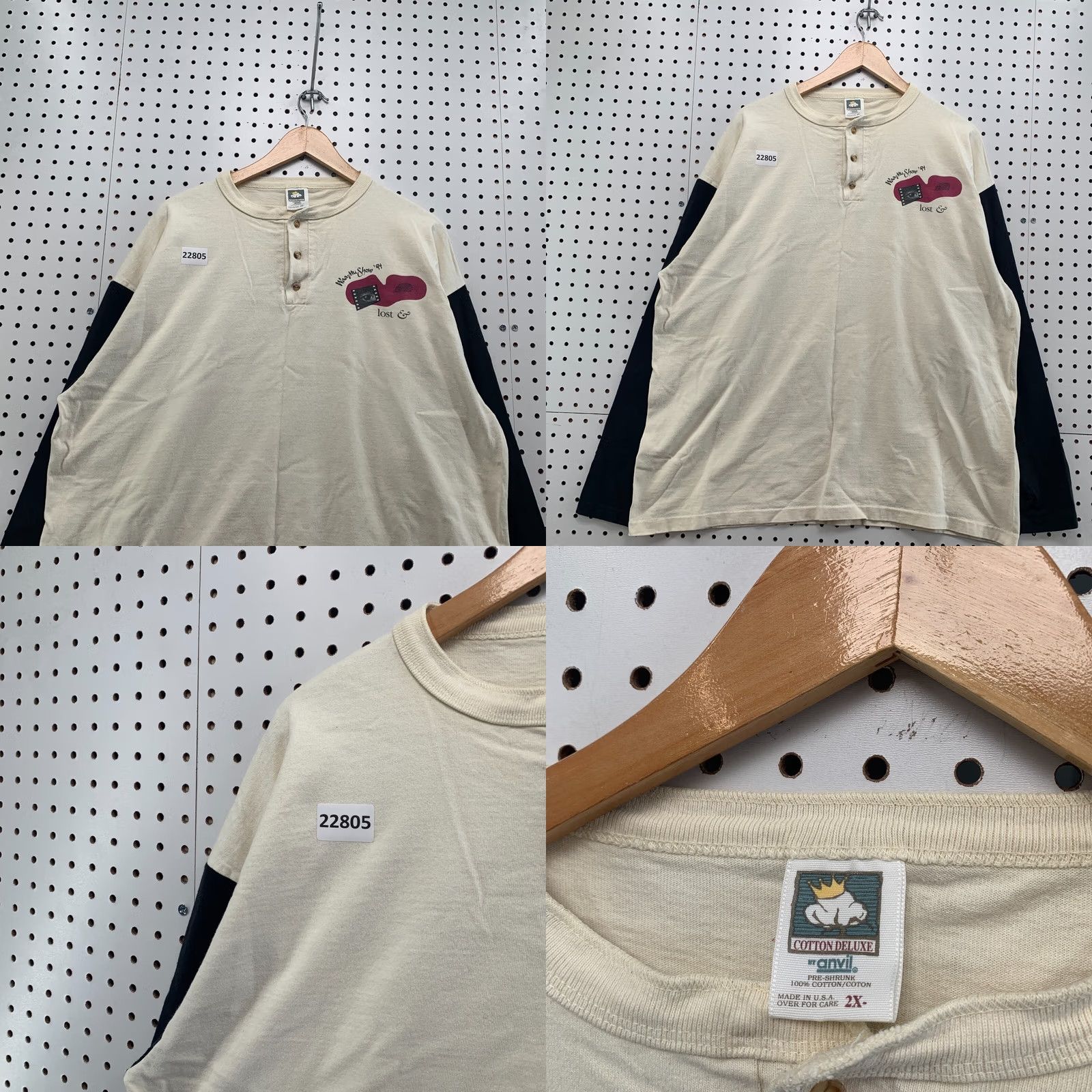Vintage VINTAGE WAA-MU Show Henley Shirt Beige Long Sleeve Lost & Found Mens 2XL 1994 Size US XL / EU 56 / 4 - 8 Thumbnail