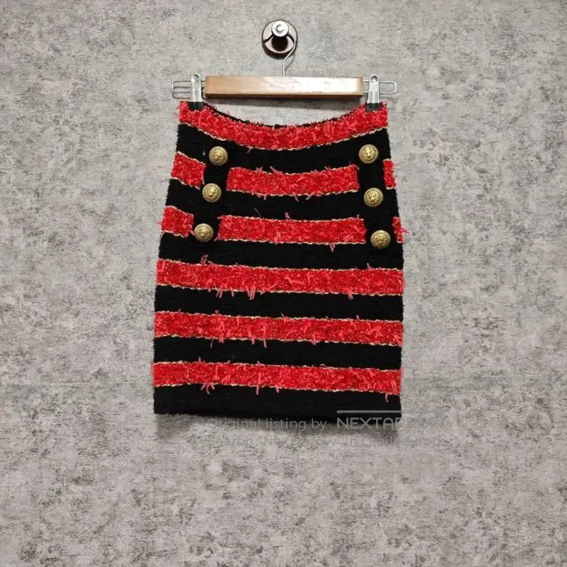 Balmain Balmain Red Striped Cotton Skirt . Size 27" / US 4 / IT 40 - 1 Thumbnail