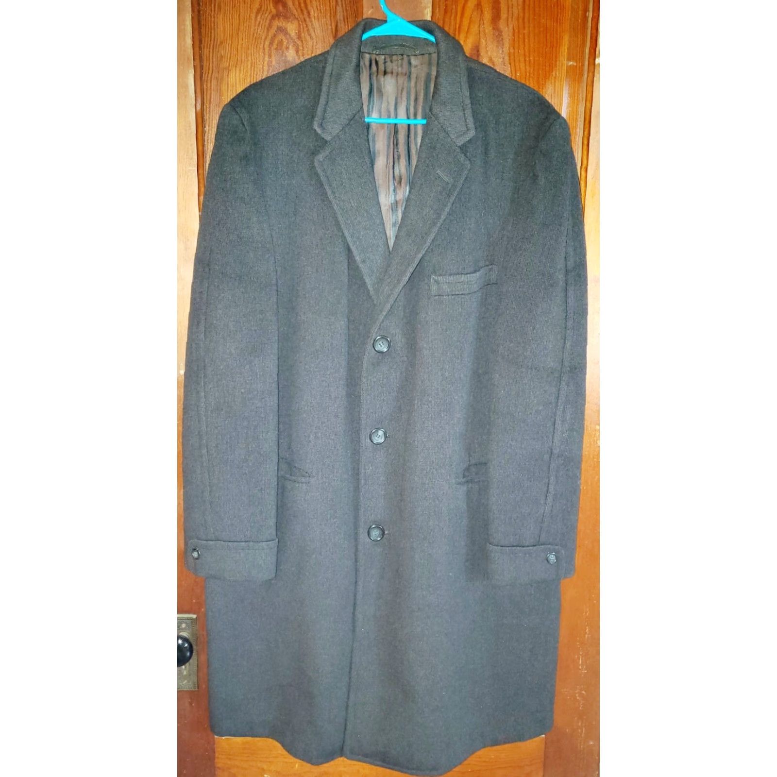 Vintage VINTAGE Richman Brothers Gray Tweed Overcoat Top Coat Single-Breasted Size 44 Mens 50s Plaid Wool Wool Lining Dark Gray Winter Fall Spring Classic Size US XXL / EU 58 / 5 - 6 Thumbnail