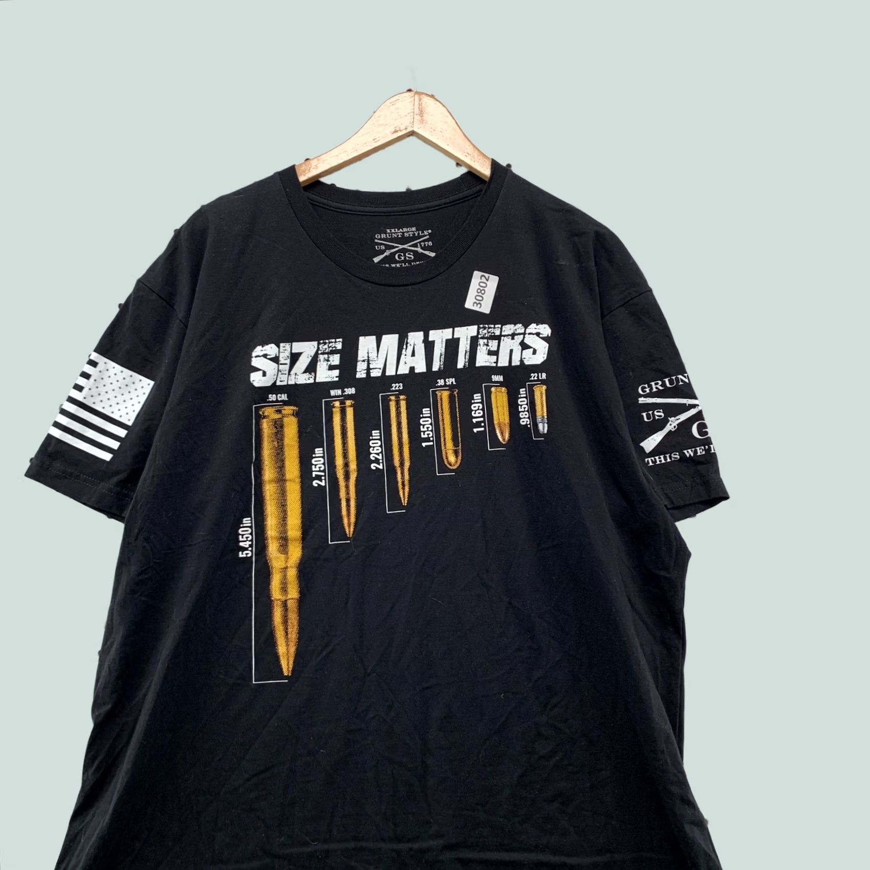 Vintage Grunt Style Shirt Mens 2XL Black SIze Matters Bullets Graphic USA FLag 24.5X31 Size US XXL / EU 58 / 5 - 1 Thumbnail