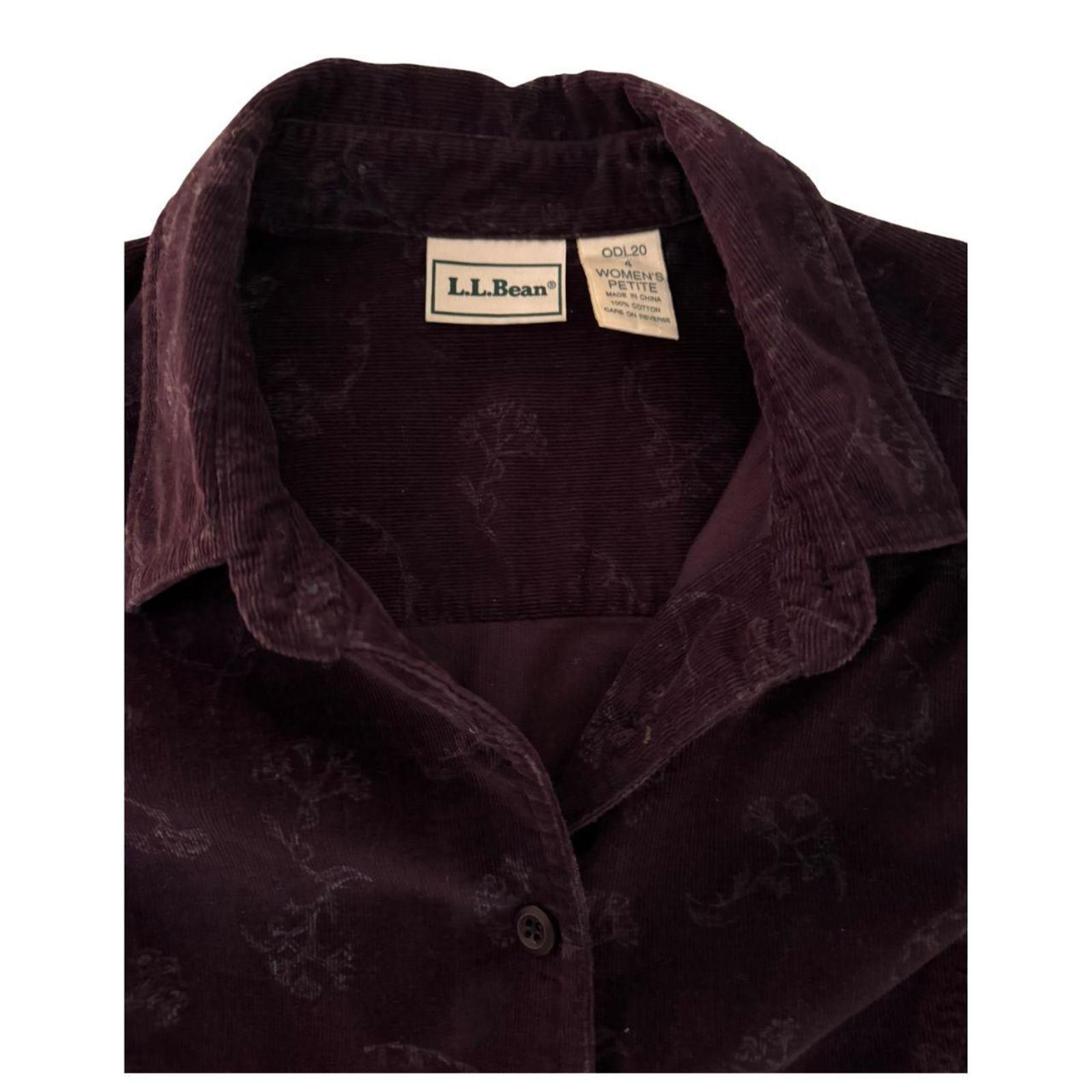 L.L. Bean Vintage LL Bean Corduroy Shirt Dress | Purple Leaf Print Size S / US 4 / IT 40 - 5 Thumbnail