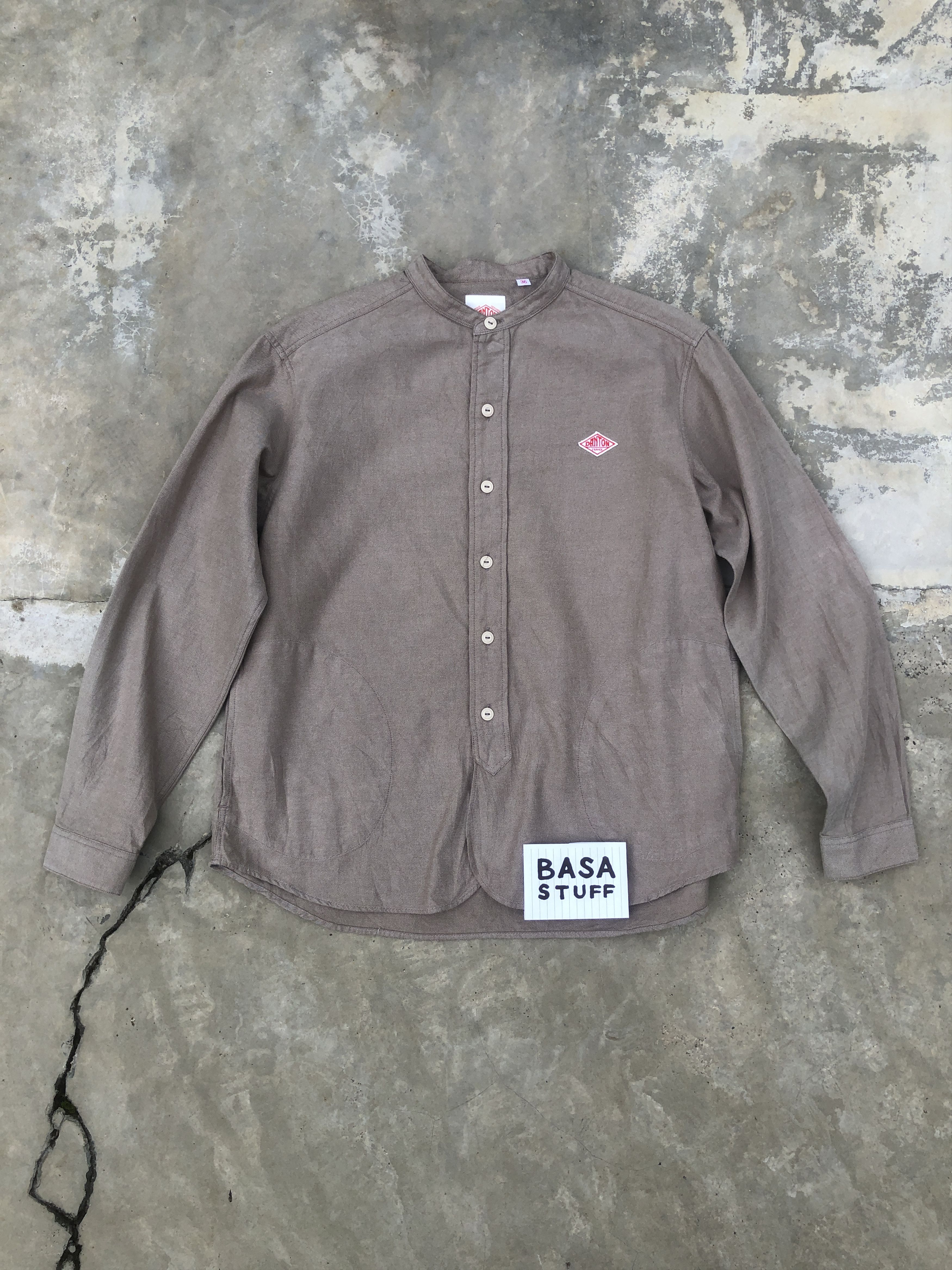 image of Danton Collar Shirt Beige Chambray, Men's (Size Medium)