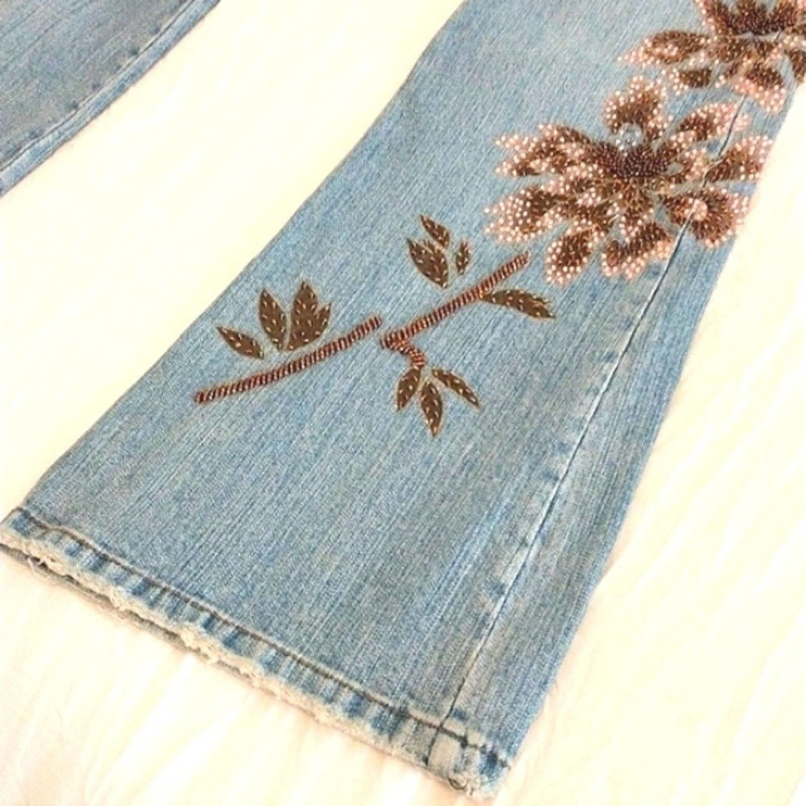 Other Z. Cavaricci Jeans Sz 10 Beaded Floral FLARED 70s Bohemian Size 32" / US 10 / IT 46 - 5 Thumbnail