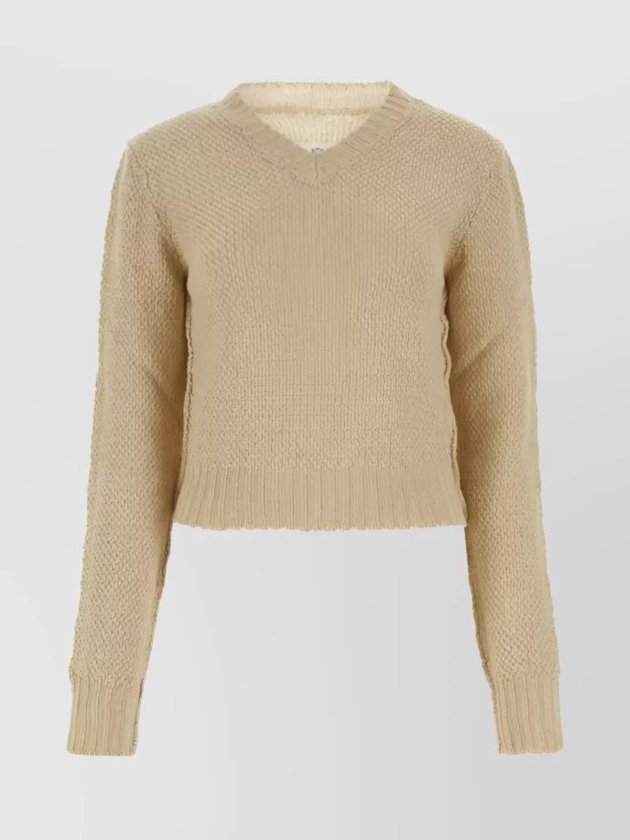 Maison Margiela o1y0625 V-neck Sweater in Beige Size S / US 4 / IT 40 - 1 Thumbnail