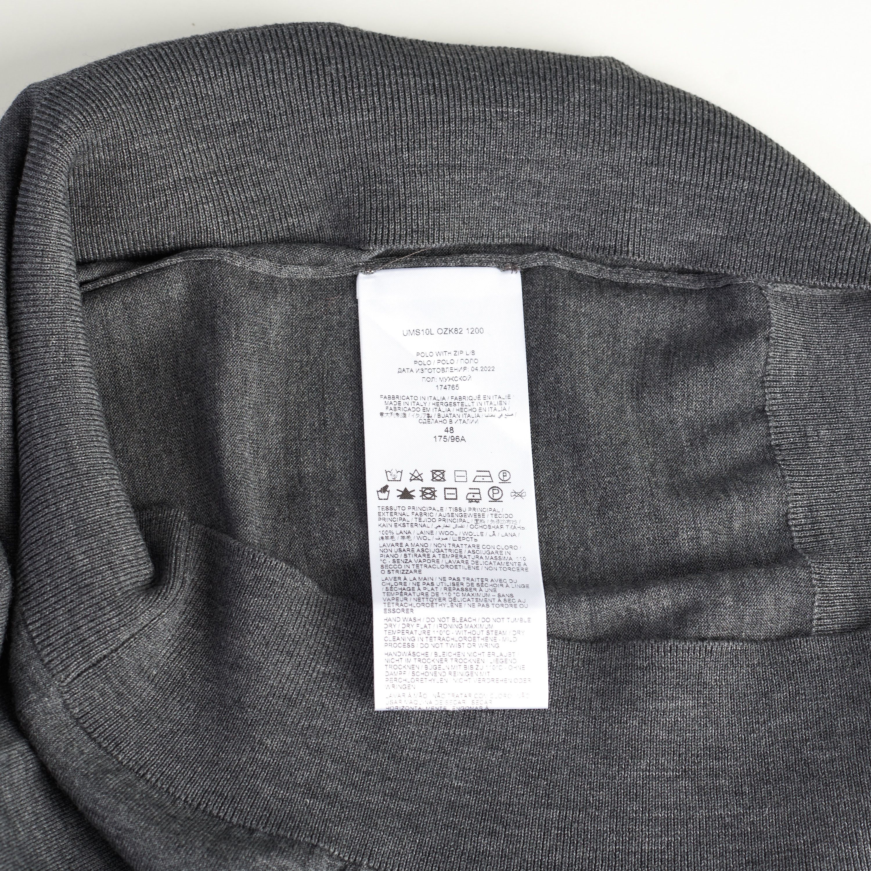 Brioni Polo Sweater With Metal Zip In Gray Wool Size US M / EU 48-50 / 2 - 12 Thumbnail