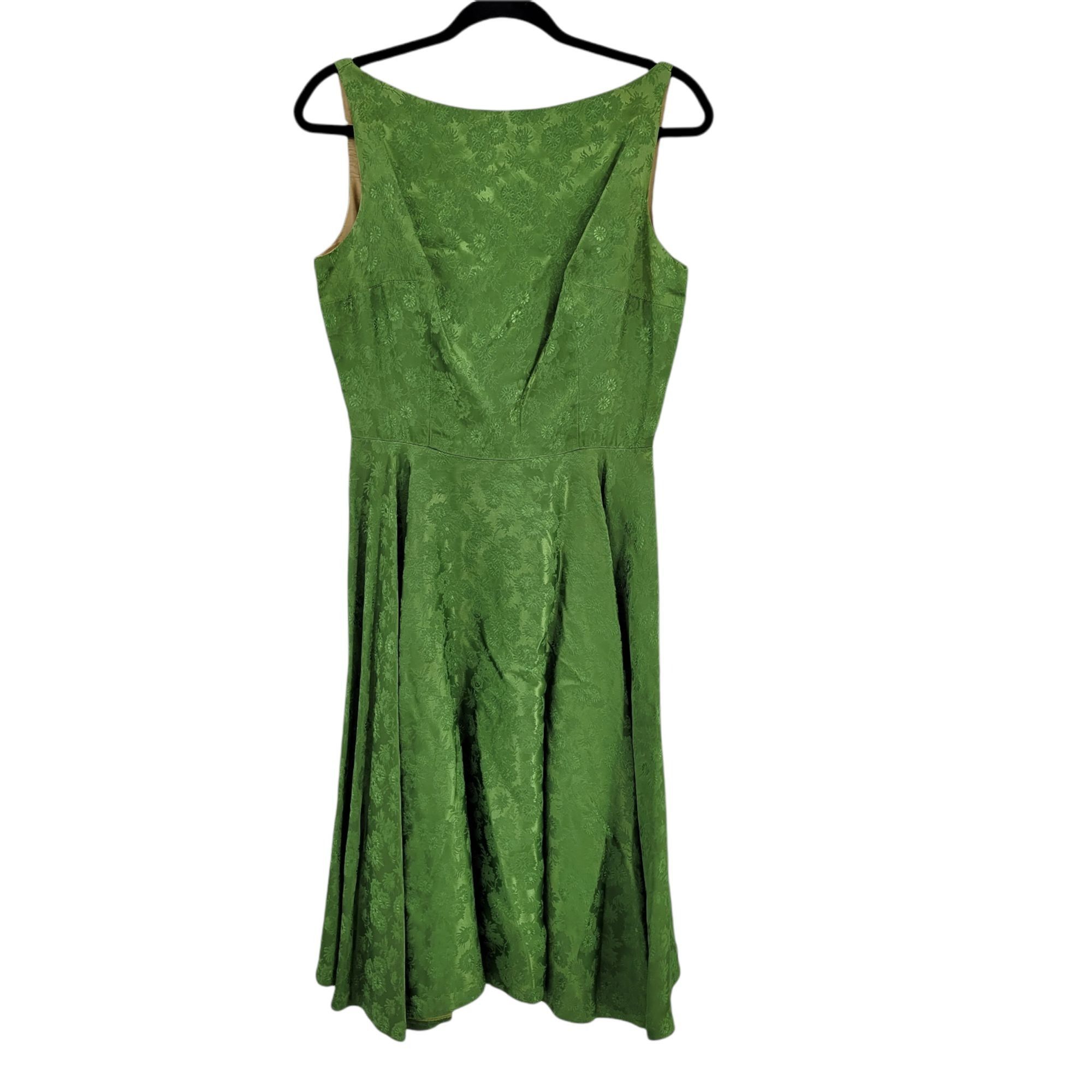 Vintage 50's Jay Herbert Midi Dress Sz S Avocado Brocade Boat Neck O Size S / US 4 / IT 40 - 1 Thumbnail
