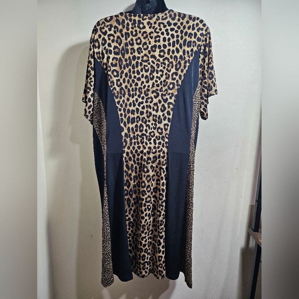 Michael Kors NWT Michael Kors Leopard Print Black Panels Dress 3X Women Size 3XL / US 20-22 - 3 Thumbnail
