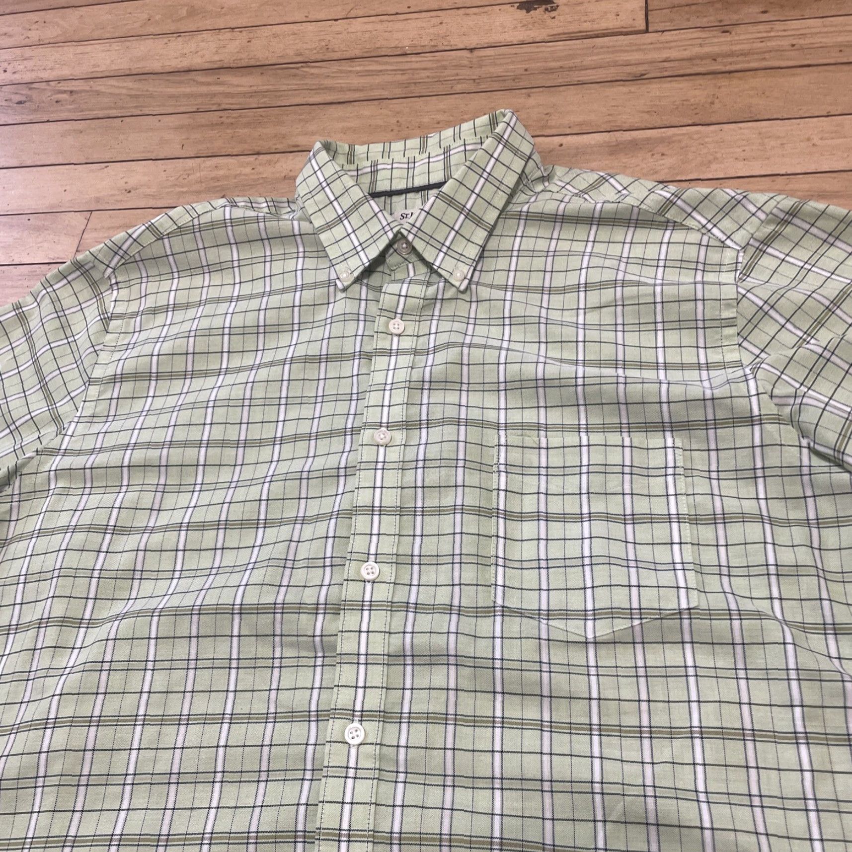 Vintage VINTAGE St. Johns Bay Button-Up Shirt Men XL Green Plaid Short Sleeve Y2K Streetwear Casual Wrinkle Free Iron Free Button-Down Size US XL / EU 56 / 4 - 3 Thumbnail
