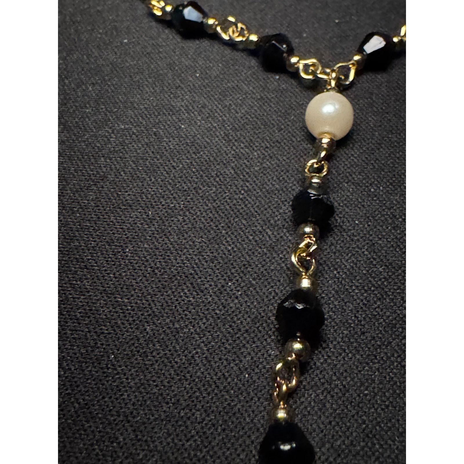 Other Vintage Korea Gold Tone Black Faux Pearl 14in Necklace Size ONE SIZE - 3 Thumbnail