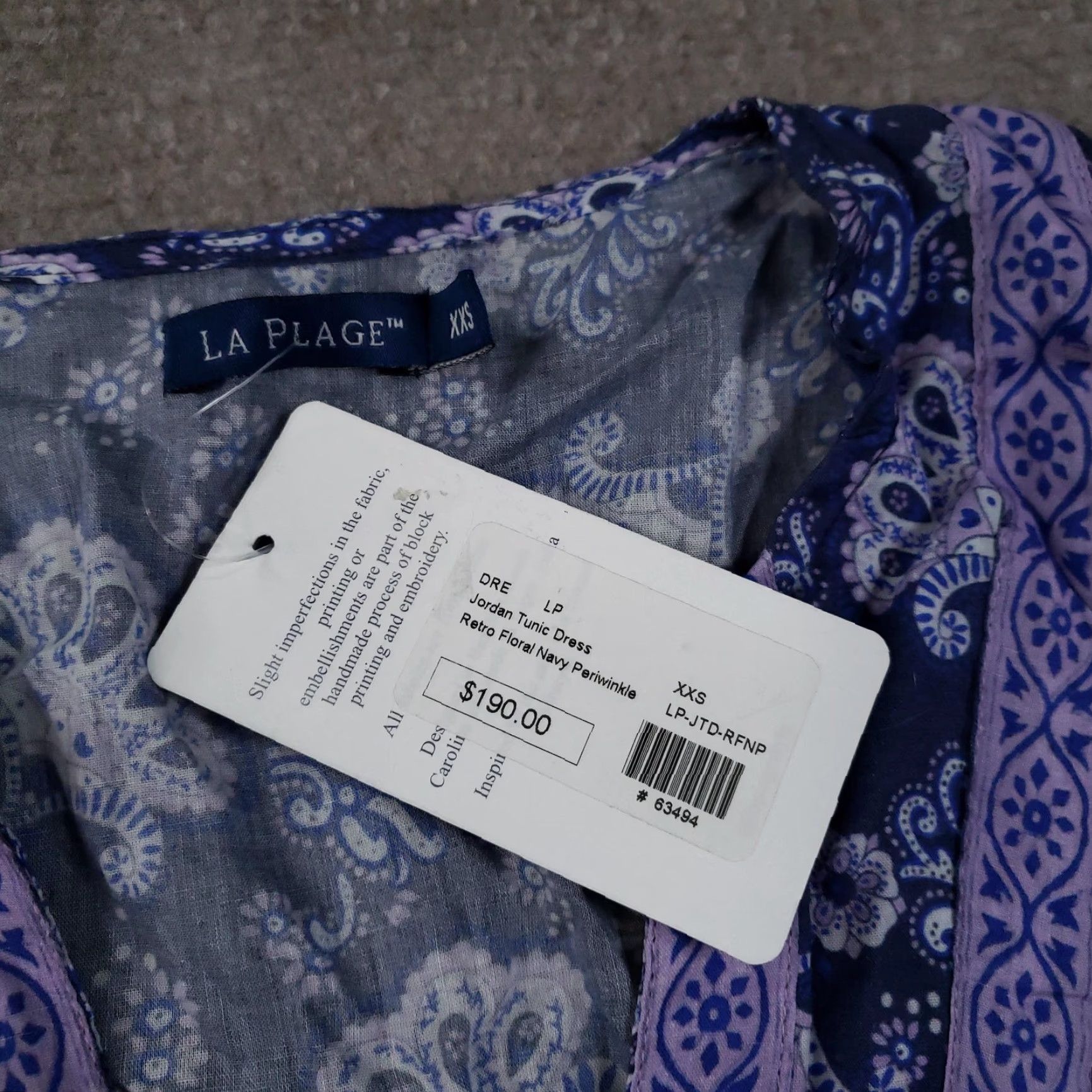 Vintage VINTAGE La Plage Jordan Tunic Dress Womens 2XS Blue Floral 3/4 Sleeve V-Neck Short Dress Womens XXS Blue Floral 3/4 Sleeve V-Neck Pullover Dress Size XXS / US 00 / IT 34 - 7 Thumbnail