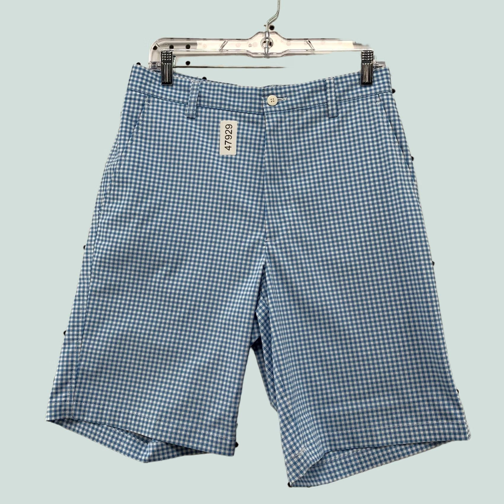 Footjoy FootJoy FJ Golf Shorts Mens 35x9.5 Blue Check Preppy Casual Size US 35 - 1 Thumbnail