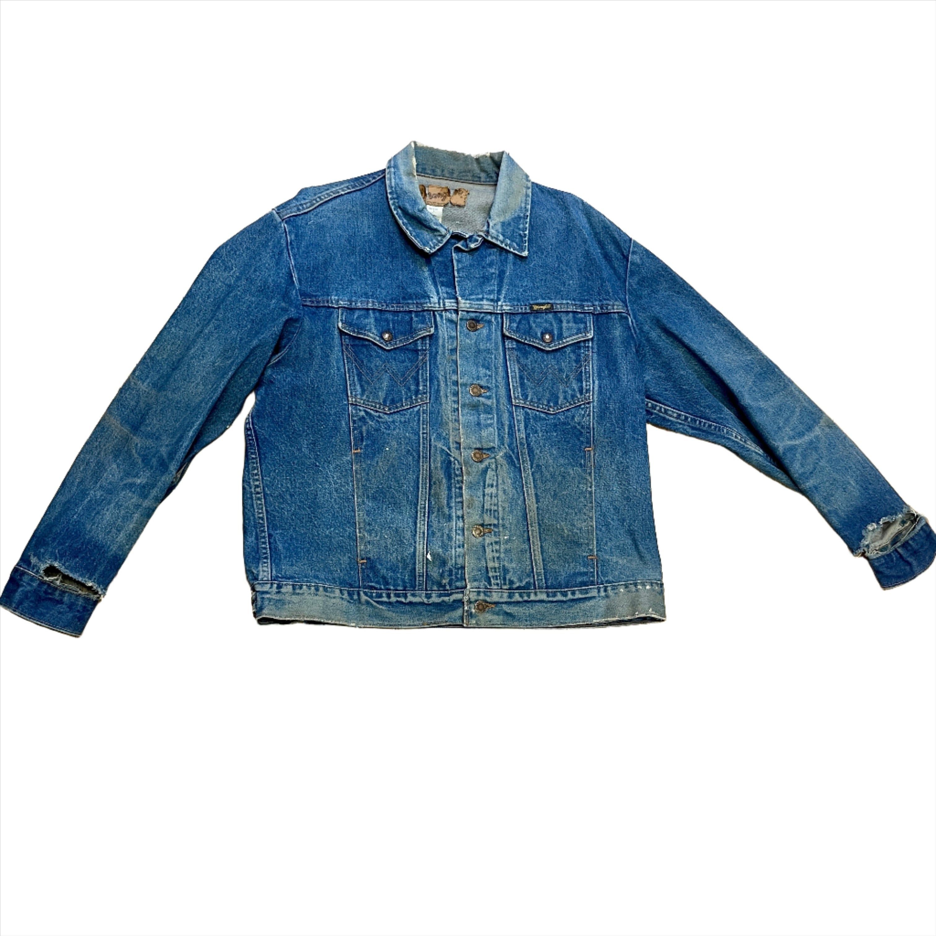 Wrangler Fabulously Thrashed Vintage Wrangler Denim Trucker Jacket Made in USA Size L Size US L / EU 52-54 / 3 - 1 Thumbnail