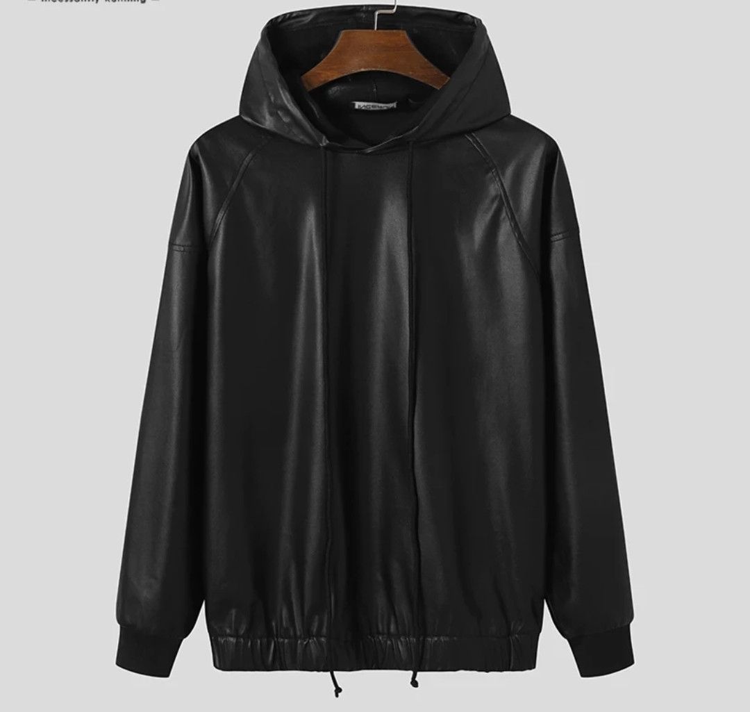 Vintage Reflective PU Leather Hooded Hoodies Size US S / EU 44-46 / 1 - 1 Thumbnail