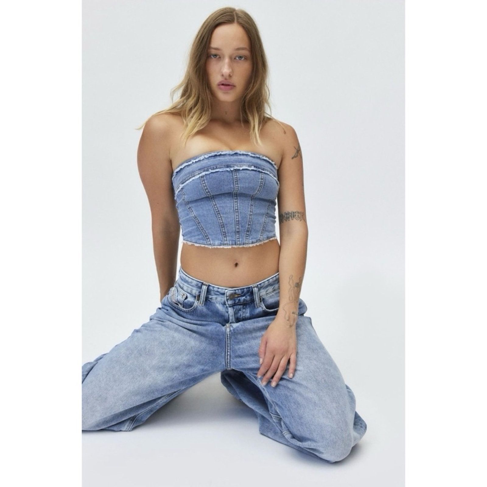 Urban Outfitters Urban Outfitters Ecote Kate Denim Tube Top M Size M / US 6-8 / IT 42-44 - 12 Thumbnail