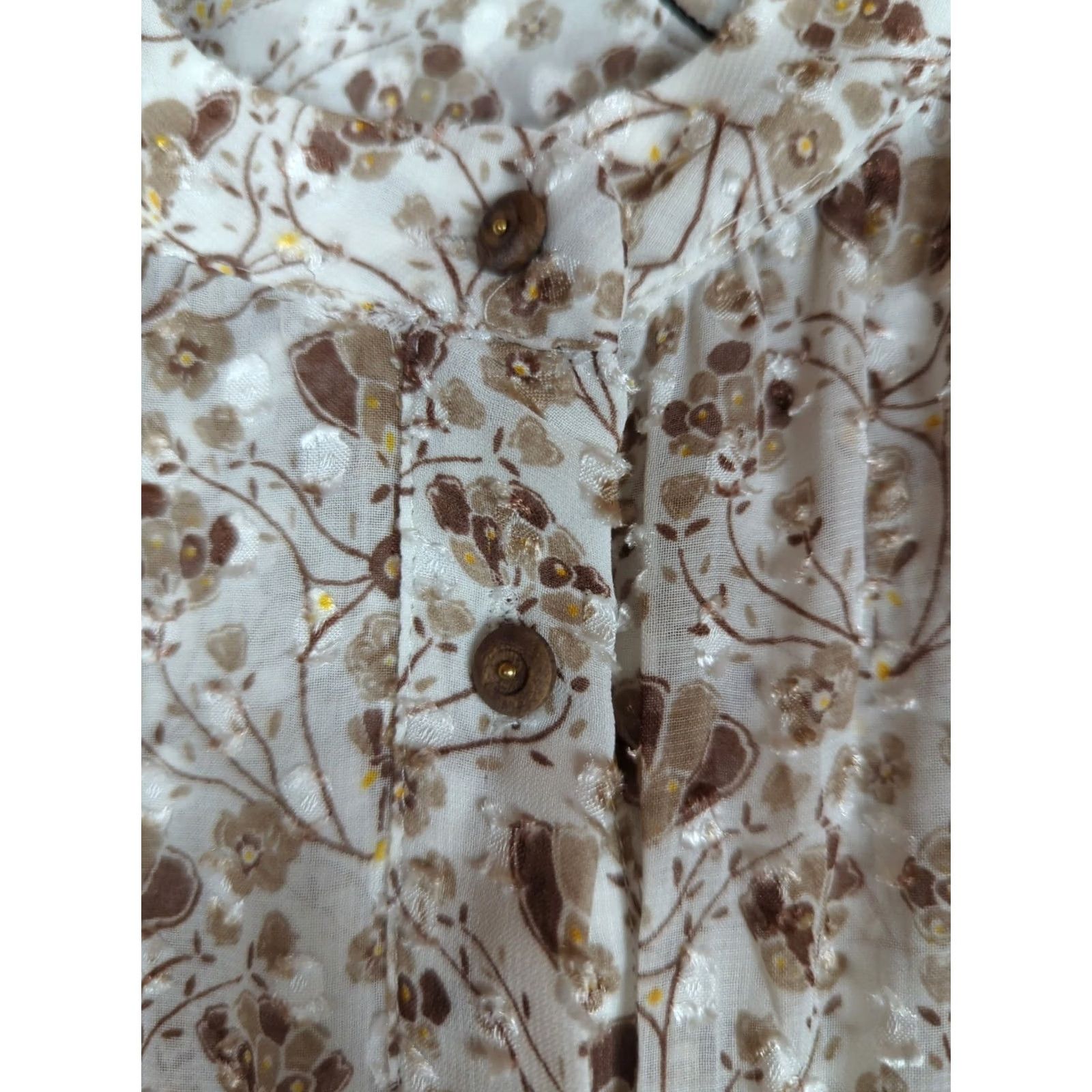 Zara Zara Blouse Shirt Brown Floral Sz S Peasant Prairie Cottagecore Feminine Dainty Size S / US 4 / IT 40 - 3 Thumbnail