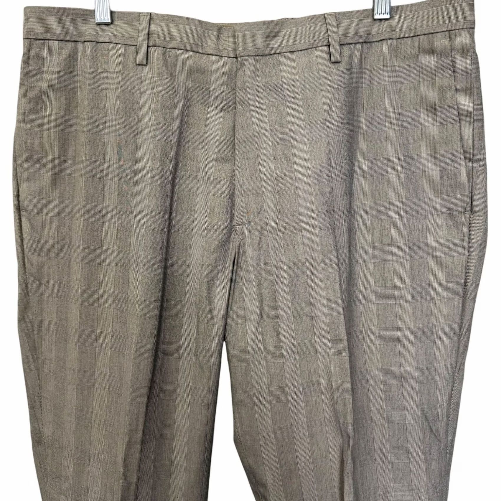 Banana Republic VINTAGE Banana Republic Glen Plaid Slim-Fit Dress Pant Taupe Mens 36X30 100% Cotton NEW Size US 36 / EU 52 - 5 Thumbnail