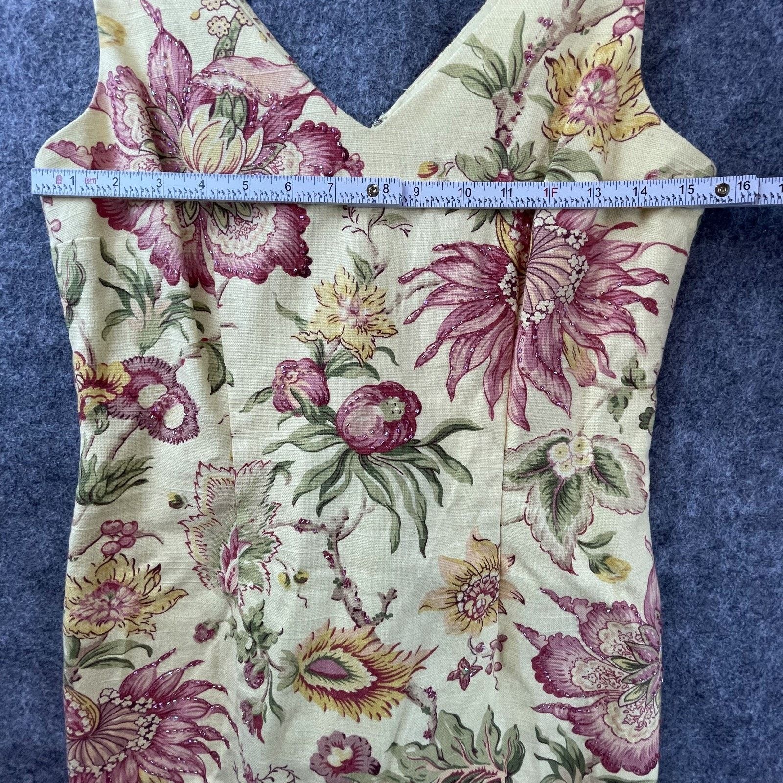 MAGGY LONDON Maggy London Sheath Dress Womens 6 Petites Yellow Tropical Size M / US 6-8 / IT 42-44 - 5 Thumbnail