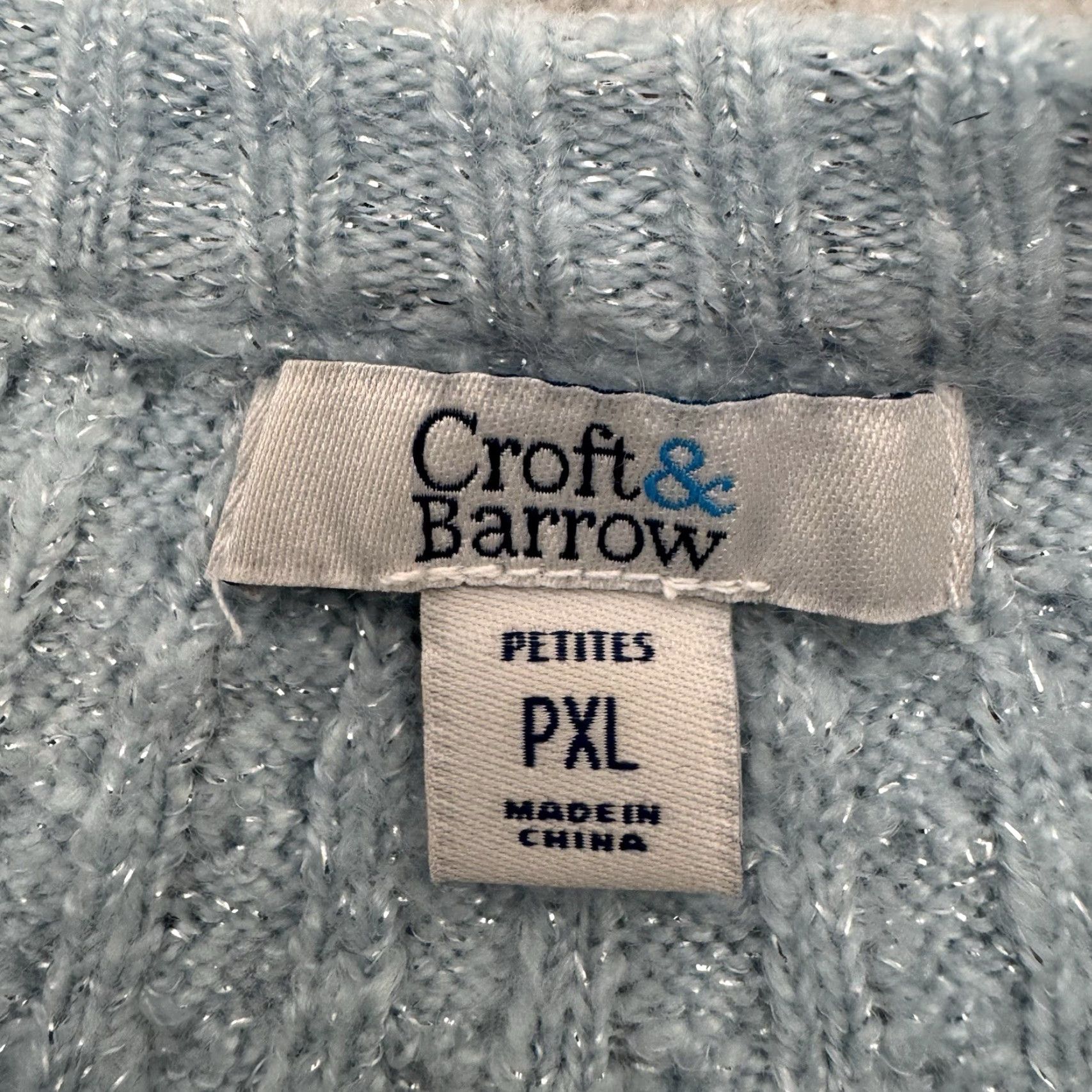 Croft & Barrow Crofts & Barrow Sweater Women Petite XL Light Blue Shimmer Metallic Holiday Winter Pullover Soft Cozy Timeless Seasonal Mens Womens Girls? Size XL / US 12-14 / IT 48-50 - 5 Thumbnail