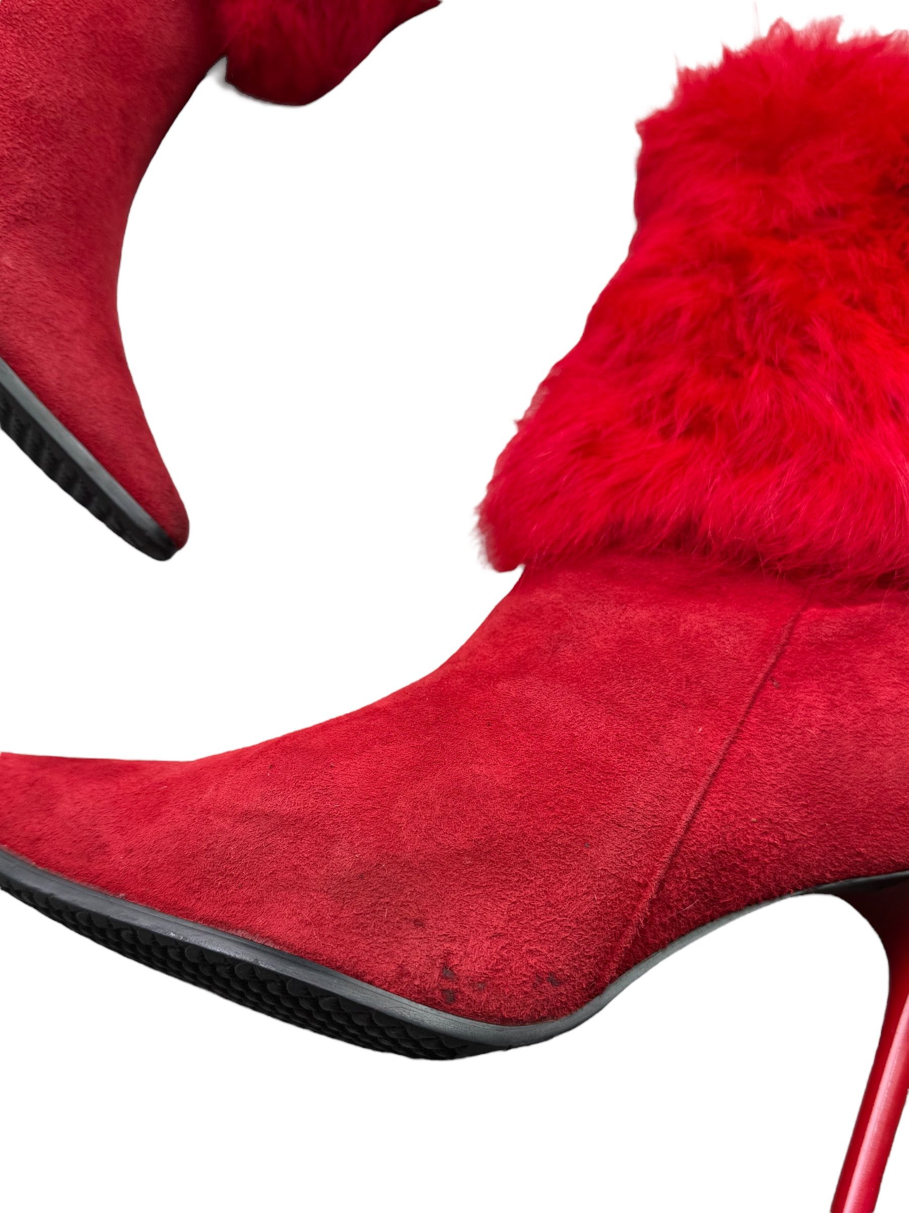 Japanese Brand Vintage Heels Boots With Real Fur Details W274(V9) Size US 8 / IT 38 - 3 Thumbnail