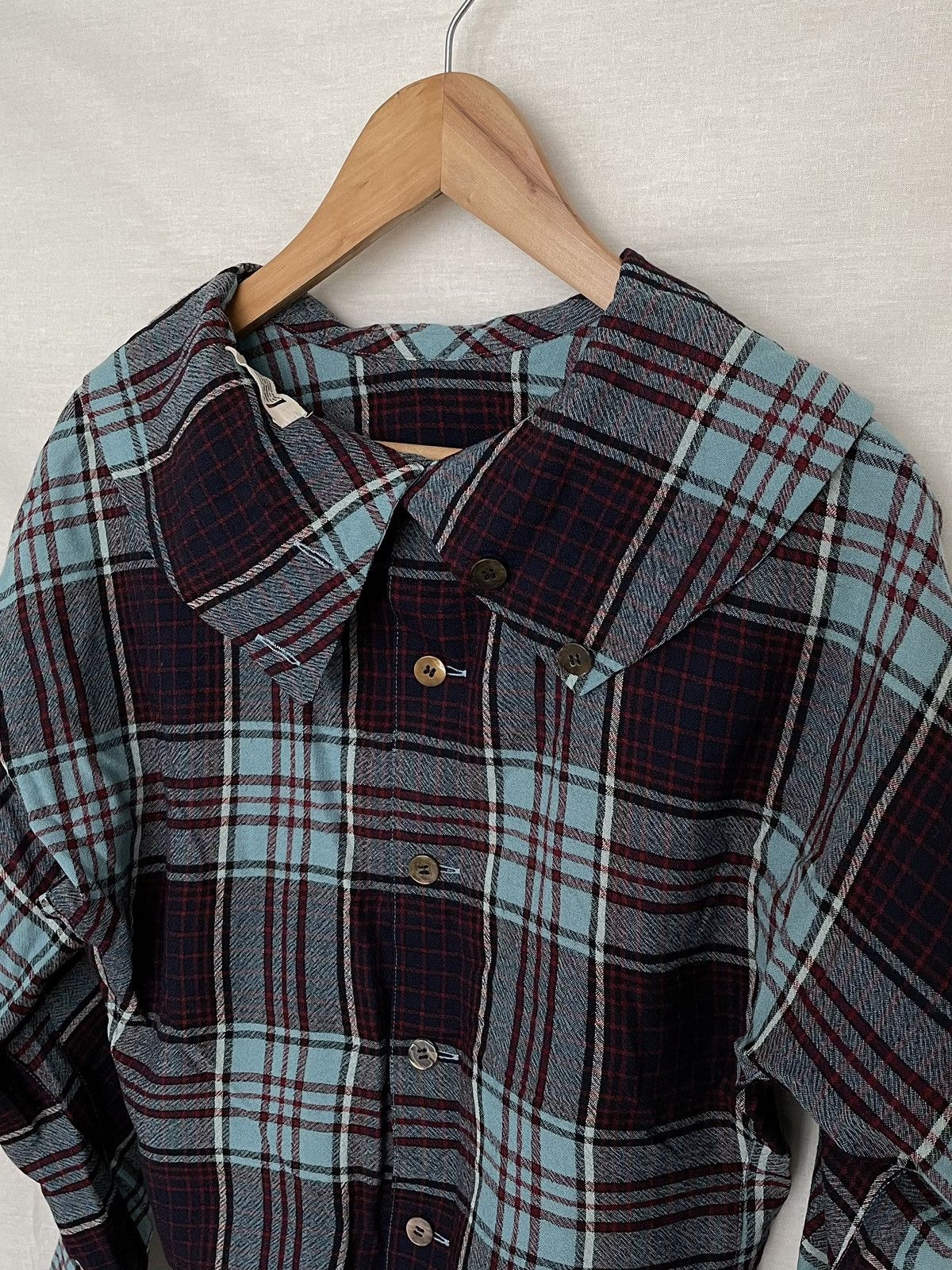 Issey Miyake IS Issey Miyake Sport Archival Clothing Wool Blouse Plaid Size S / US 4 / IT 40 - 3 Thumbnail
